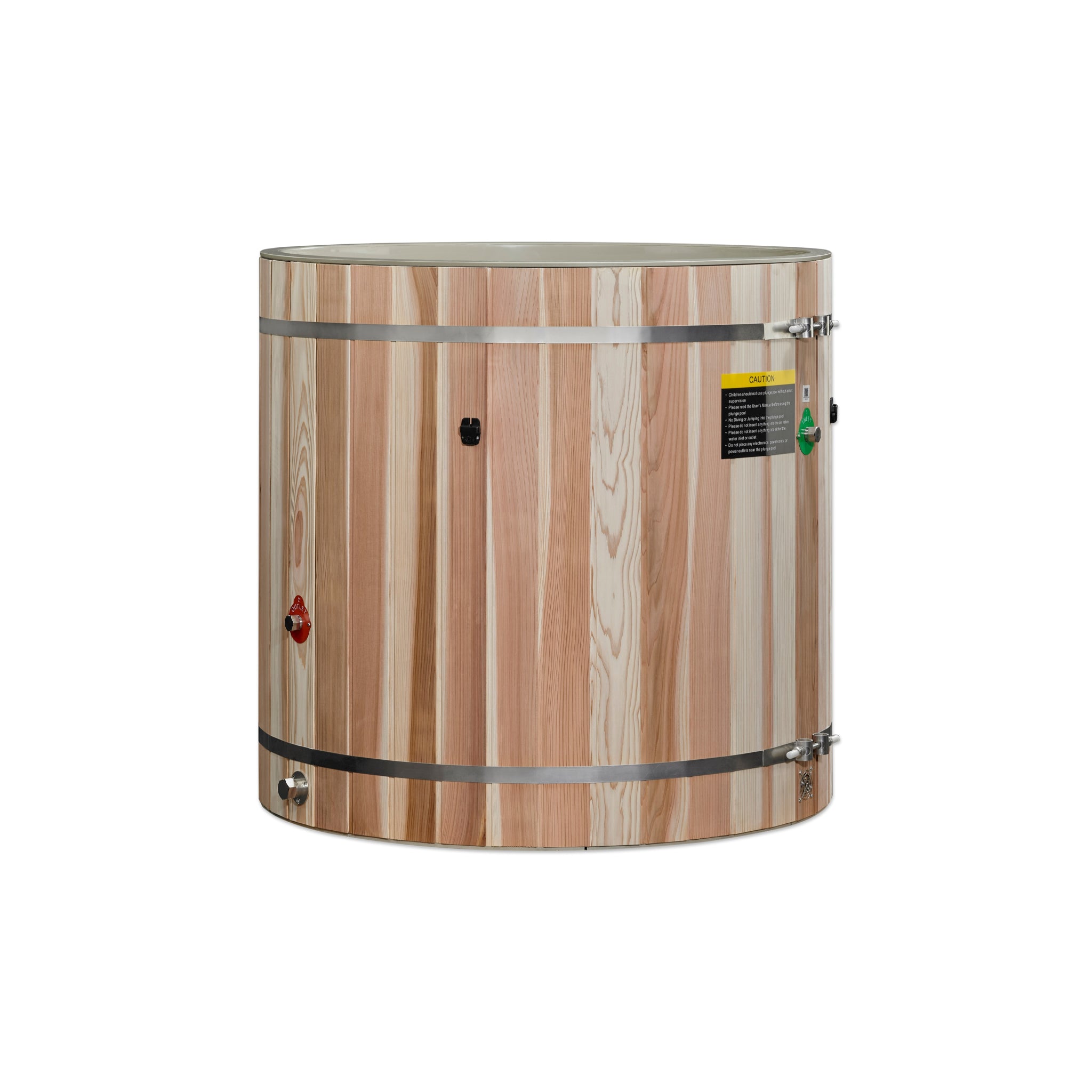 Dynamic Cold Therapy PVC Barrel Cold Plunge with Pacific Cedar Exterior | Luxury Ice Bath Recovery Tub | DCT-B-042-PLPC-34