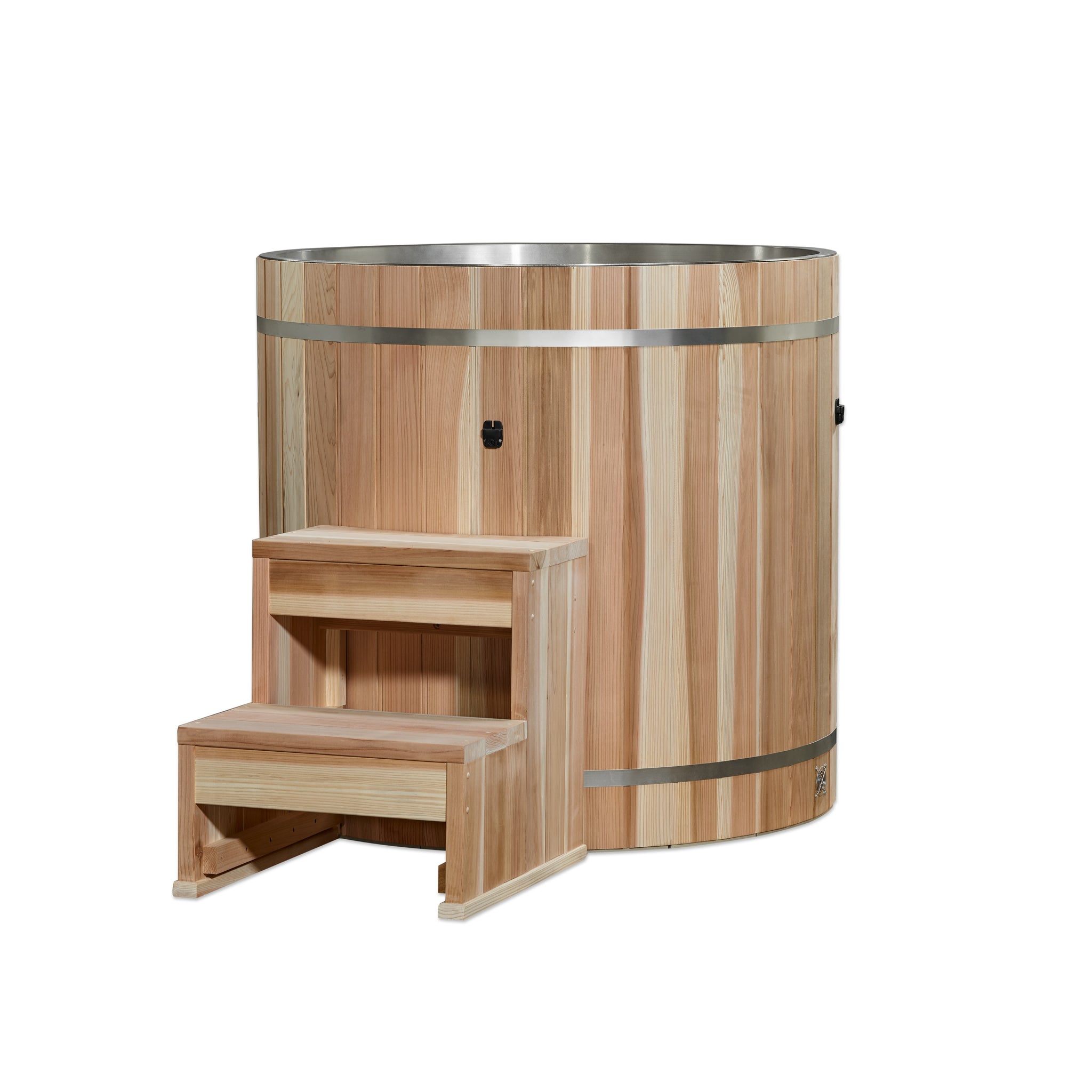 Dynamic Cold Therapy Barrel Cold Plunge Tub, 304 Stainless Steel Interior & Pacific Cedar Exterior, Model DCT-B-042-SSPC-34