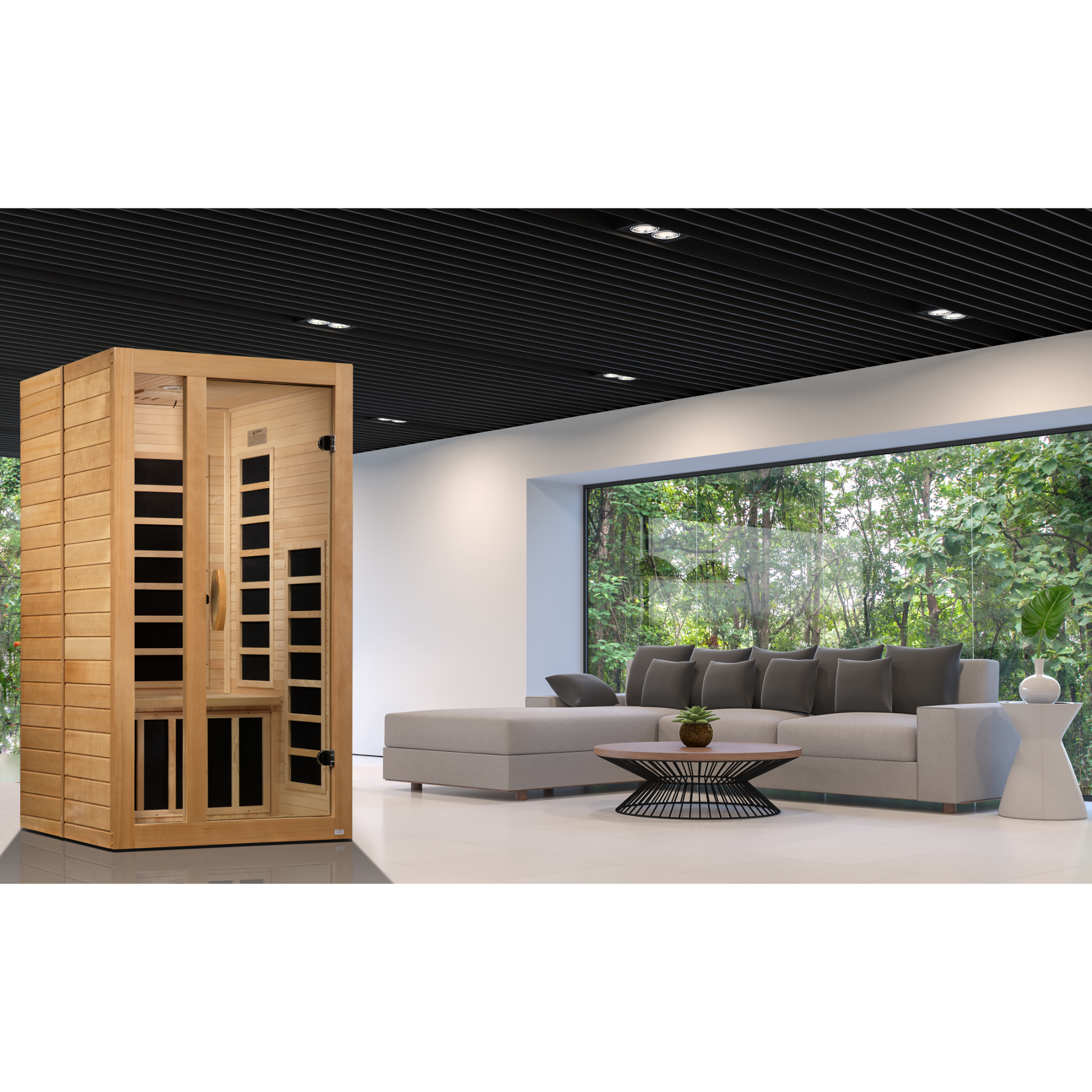 Dynamic Gracia 1–2 Person Infrared Sauna, Low EMF FAR Infrared, Canadian Hemlock, Indoor, DYN-6119-01