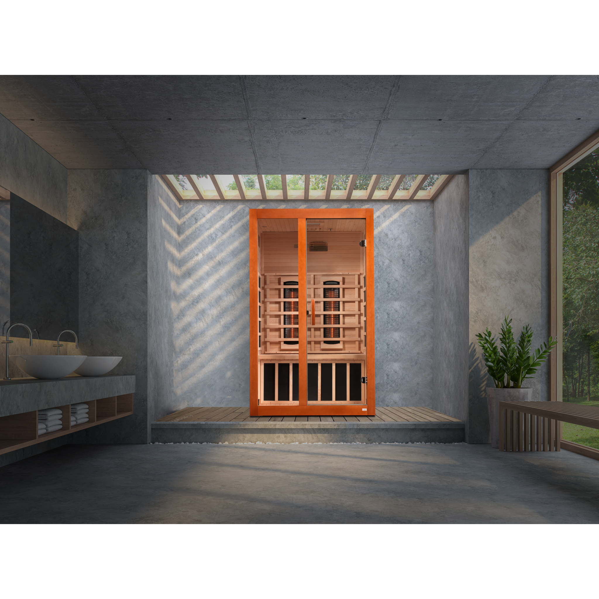 Dynamic Santiago 2 Person Full Spectrum Near Zero EMF Infrared Sauna (Under 3MG) with Near IR, Chromotherapy & Bluetooth – DYN-6209-03 FS