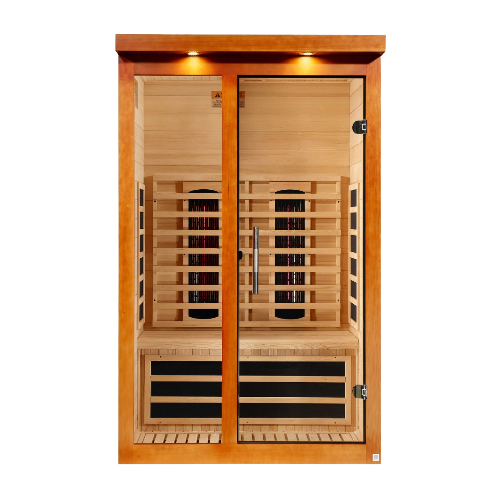 Dynamic Llumeneres 2 Person Full Spectrum Near Zero EMF FAR Infrared Sauna, Honey Dark Stain, Canadian Hemlock, DYN-6215-03 FS