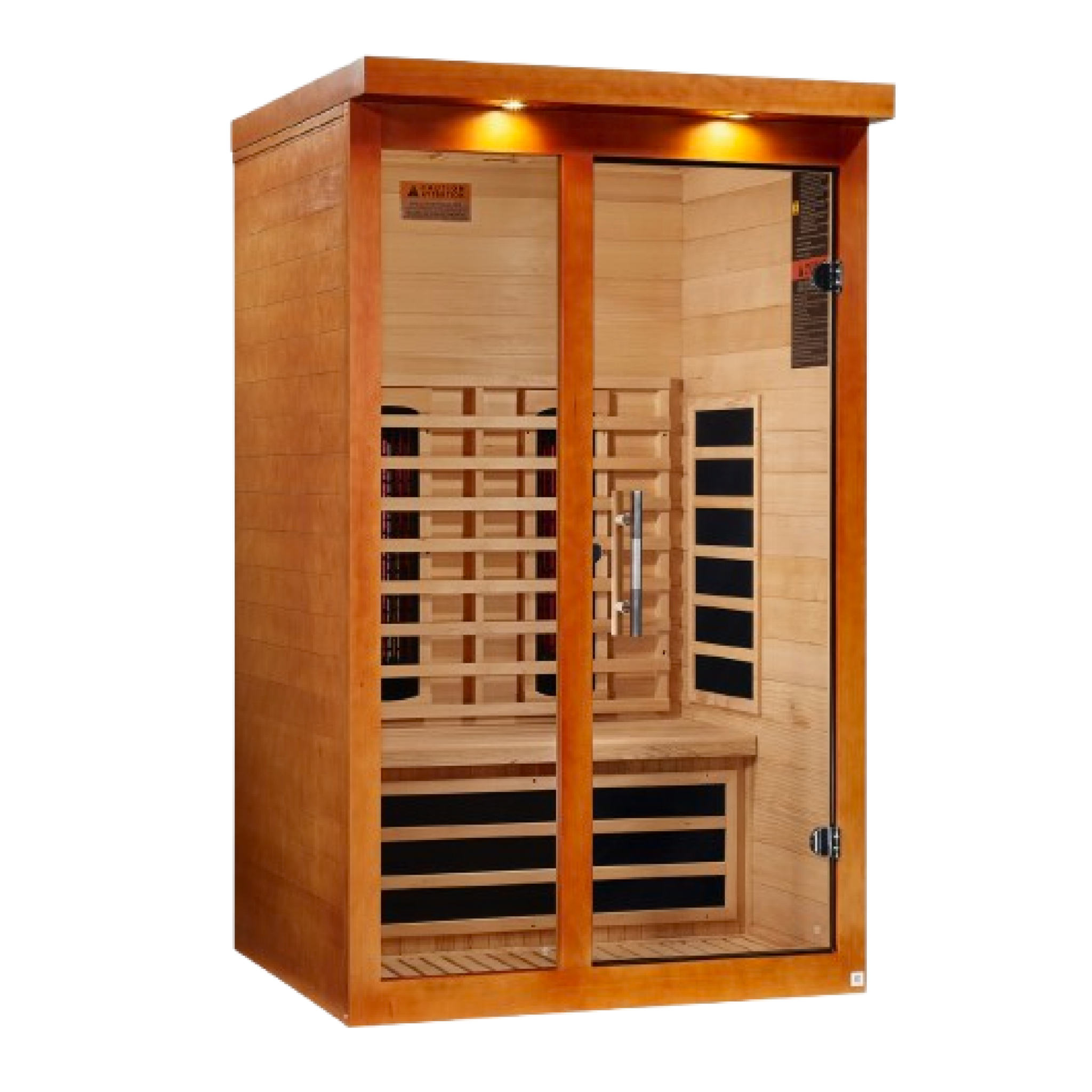 Dynamic Llumeneres 2 Person Full Spectrum Near Zero EMF FAR Infrared Sauna, Honey Dark Stain, Canadian Hemlock, DYN-6215-03 FS
