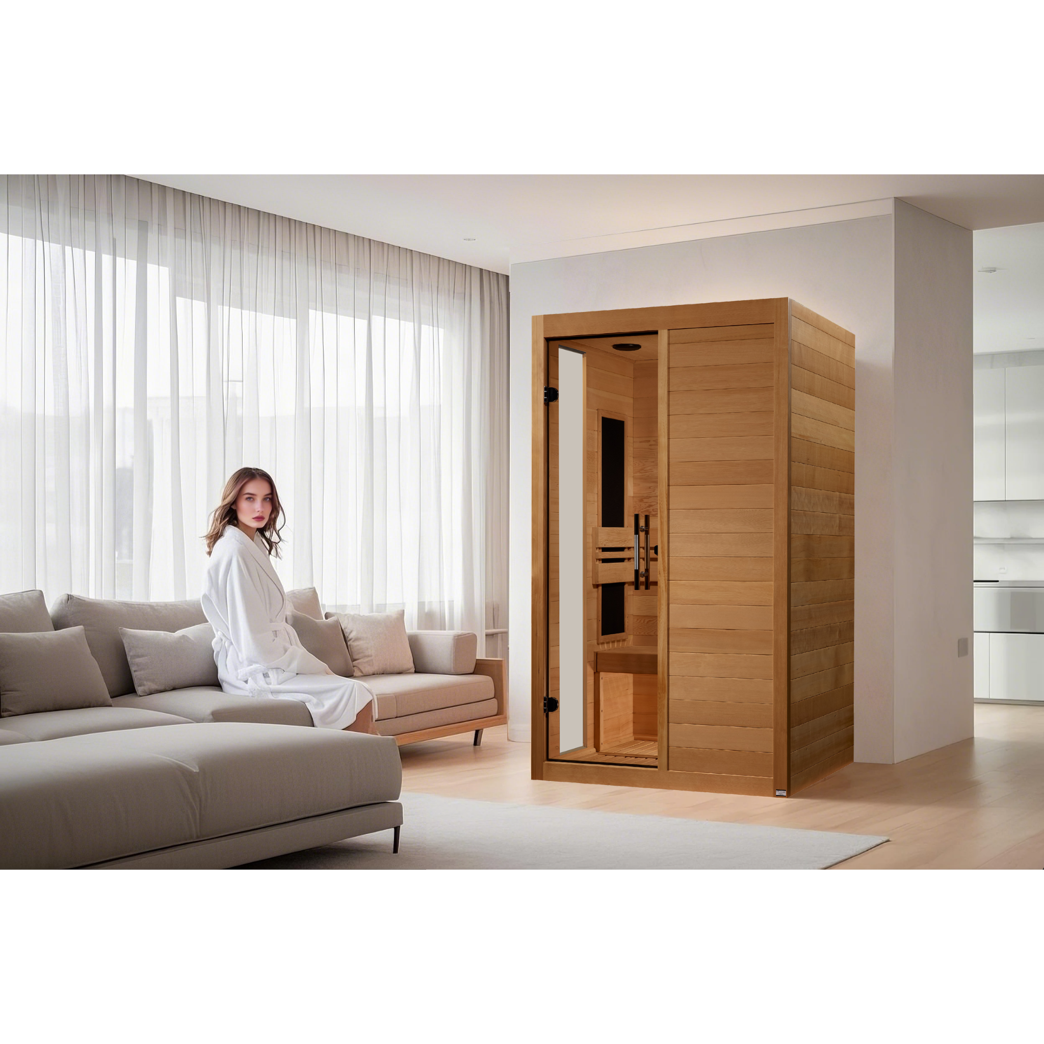Dynamic Lucca Elite 2 Person Ultra Low EMF Infrared Sauna (3–5MG) with Chromotherapy, Bluetooth & Canadian Hemlock – DYN-6215-05 Elite