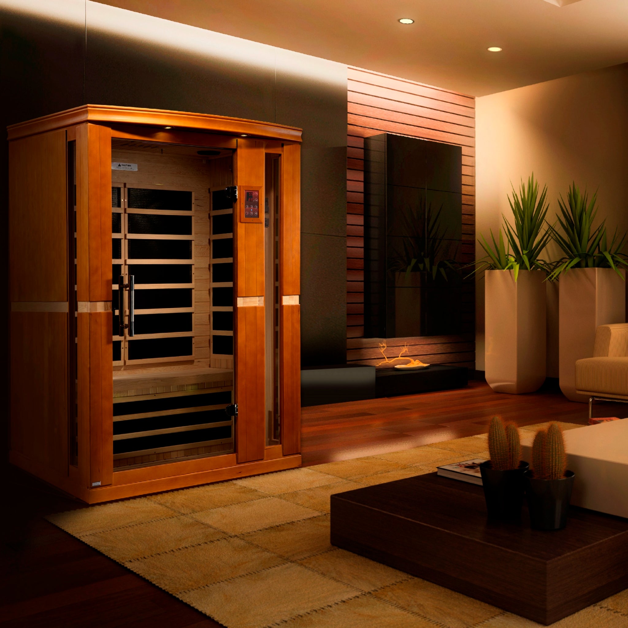 Dynamic Vittoria Elite 2 Person Ultra Low EMF Infrared Sauna (3–5MG) with Bronze Glass, Chromotherapy & Bluetooth – Canadian Hemlock – DYN-6220-01 Elite