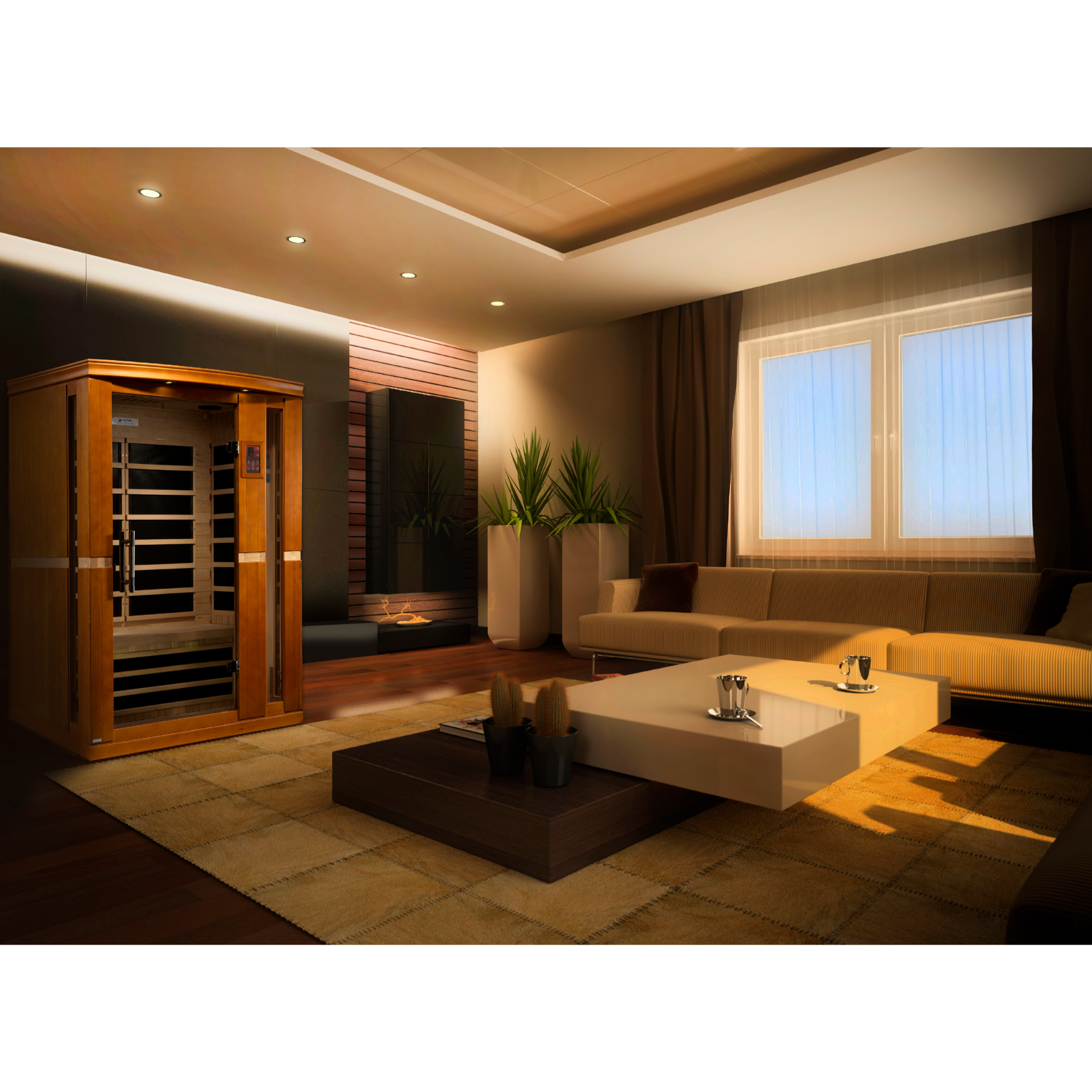 Dynamic Vittoria 2 Person Infrared Sauna, Low EMF FAR Infrared, Indoor, Canadian Hemlock, DYN-6220-01