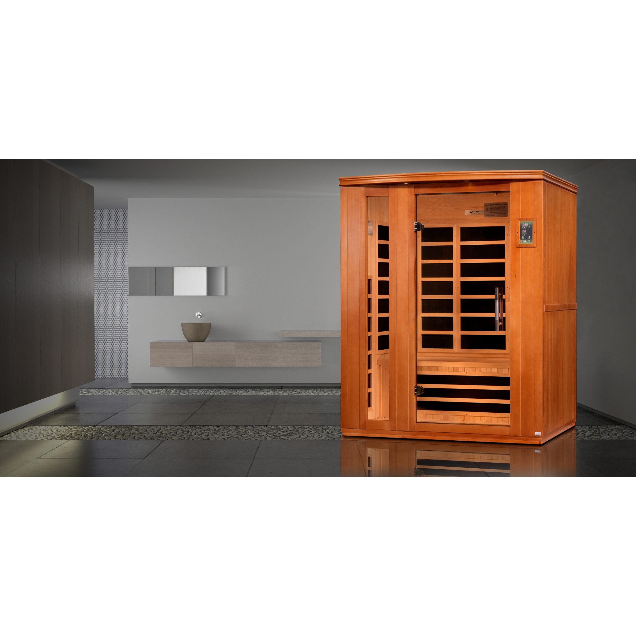 Dynamic Lugano 3 Person Infrared Sauna, Low EMF FAR Infrared, Indoor Canadian Hemlock, DYN-6336-02