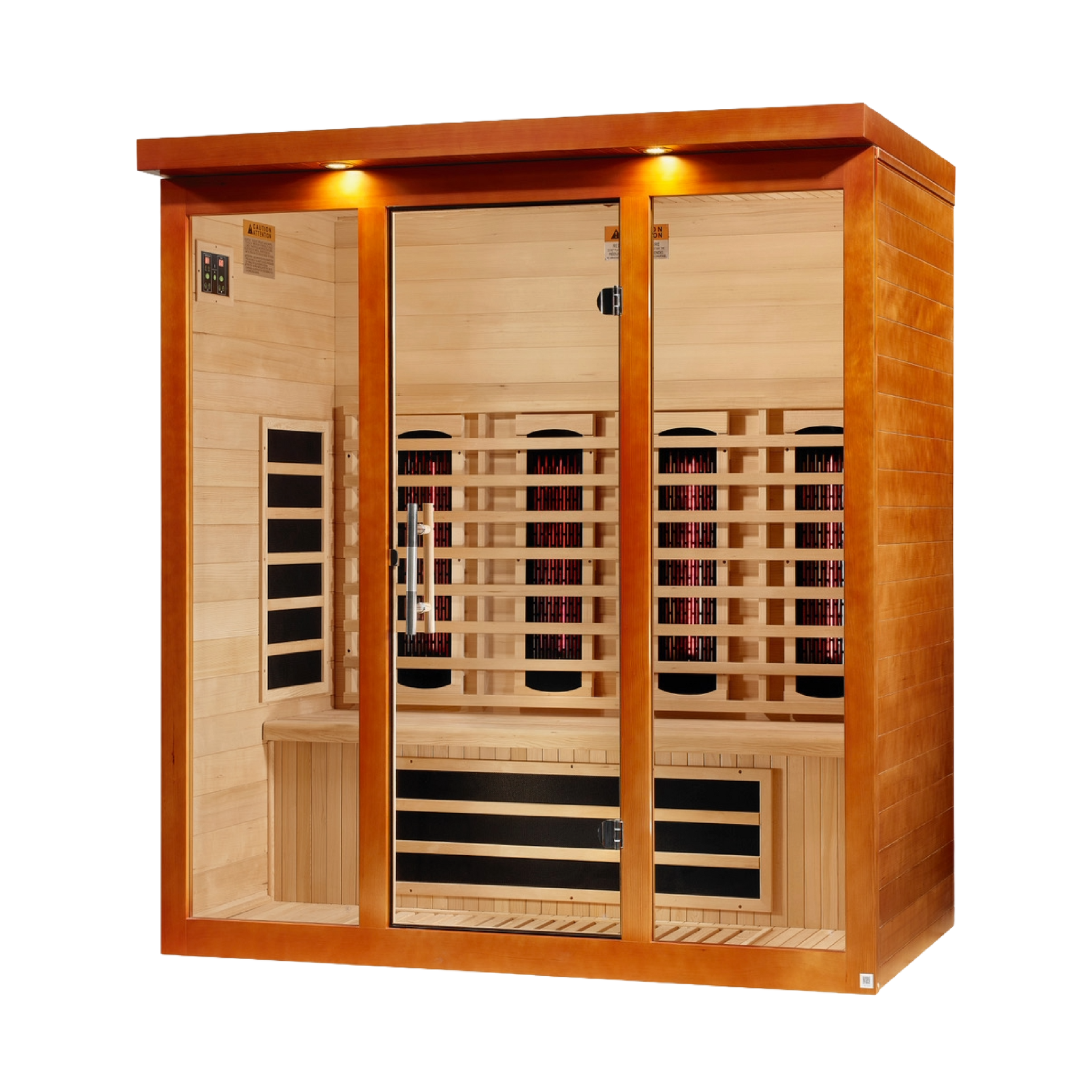 Dynamic Vila Grande 4-Person Full Spectrum Near Zero EMF Infrared Sauna, Canadian Hemlock, Honey Dark Stain, PureTech™, DYN-6415-03 FS