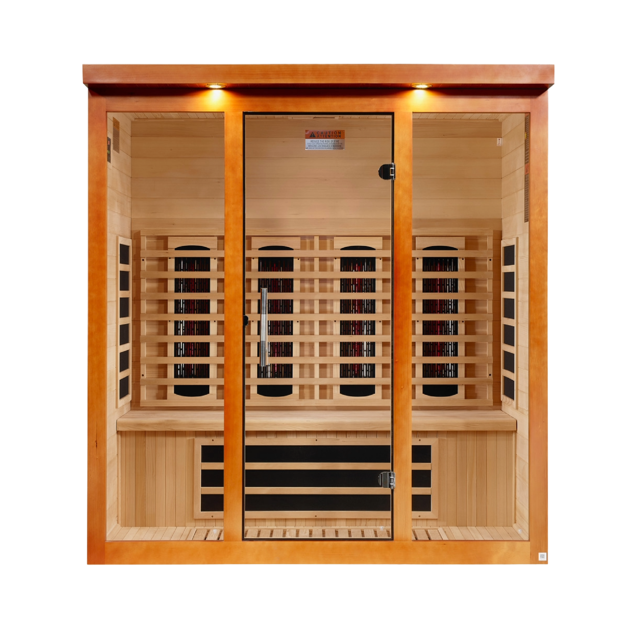 Dynamic Vila Grande 4-Person Full Spectrum Near Zero EMF Infrared Sauna, Canadian Hemlock, Honey Dark Stain, PureTech™, DYN-6415-03 FS