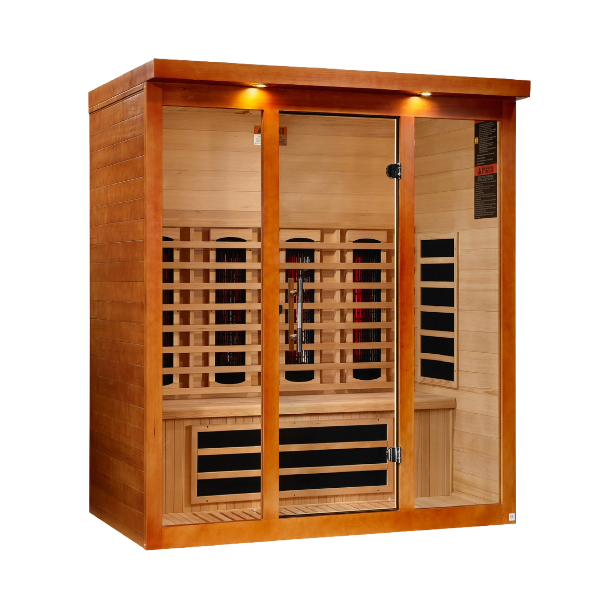 Dynamic Vila Grande 4-Person Full Spectrum Near Zero EMF Infrared Sauna, Canadian Hemlock, Honey Dark Stain, PureTech™, DYN-6415-03 FS