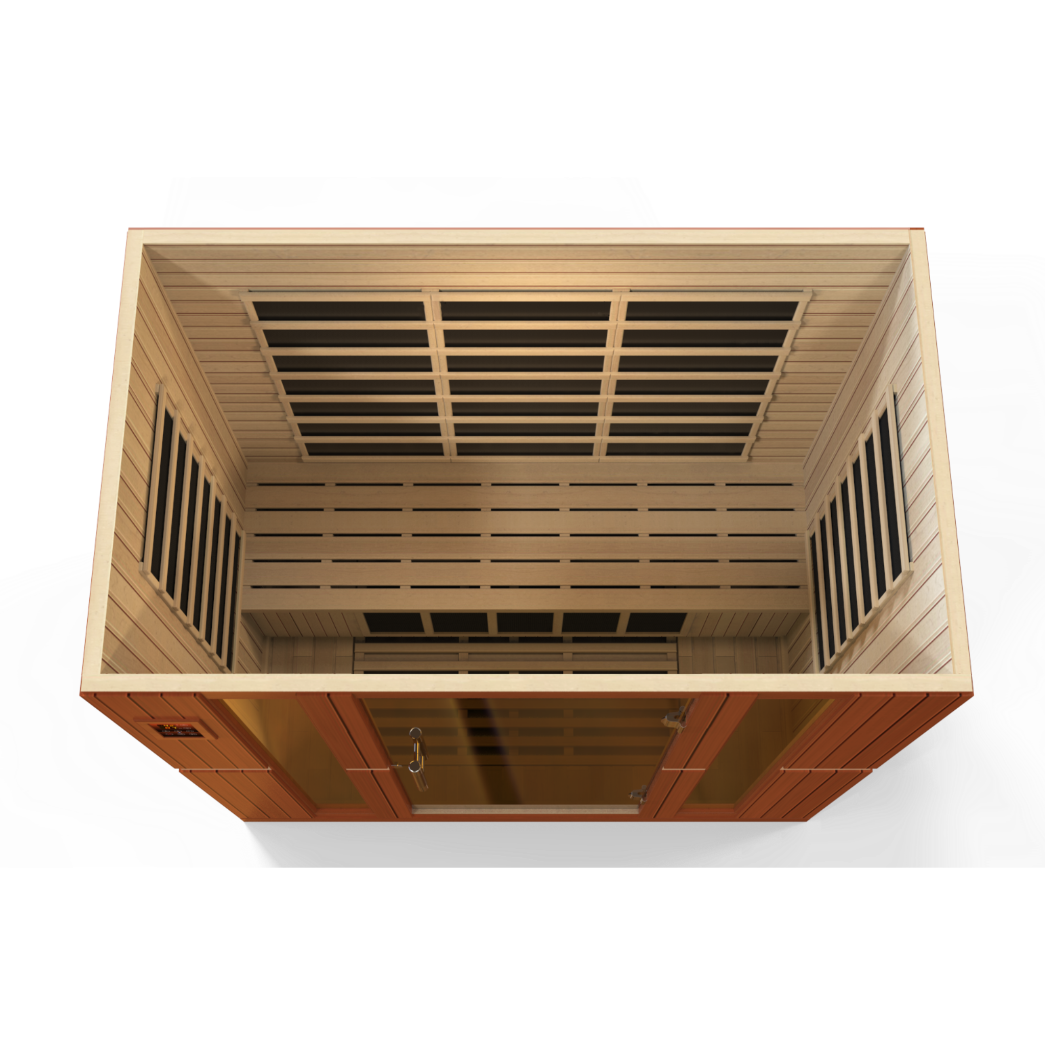 Dynamic Bergamo Elite 4 Person Ultra Low EMF Infrared Sauna (3–5MG) with Floor Heaters, Chromotherapy & Bluetooth – DYN-6440-01 Elite