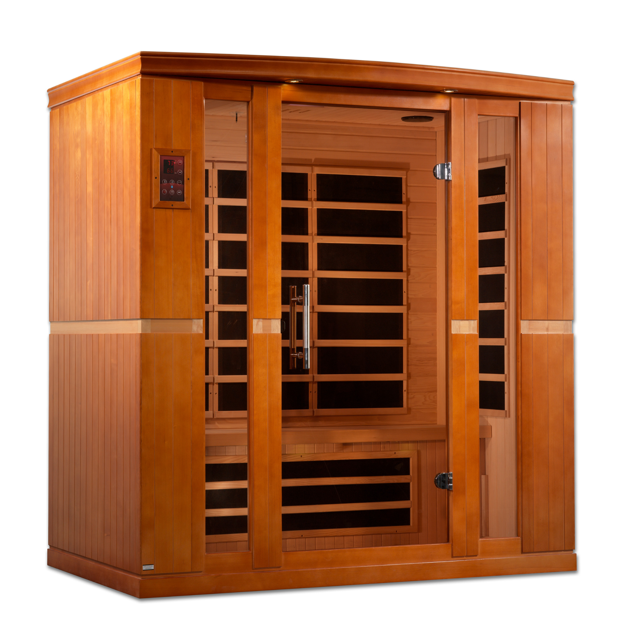 Dynamic Bergamo Elite 4 Person Ultra Low EMF Infrared Sauna (3–5MG) with Floor Heaters, Chromotherapy & Bluetooth – DYN-6440-01 Elite