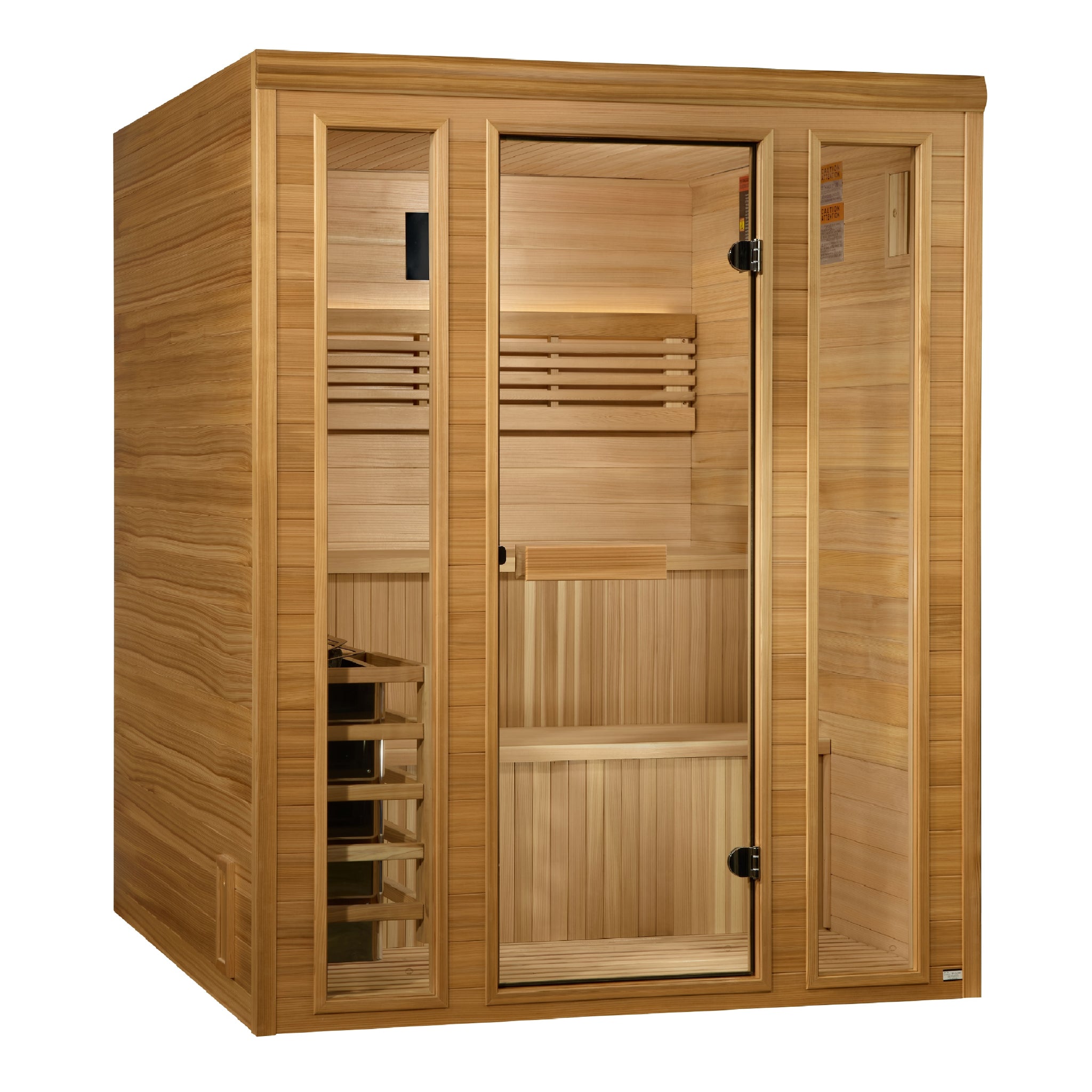 Golden Designs Engelberg Edition 4–6 Person Traditional Sauna | Pacific Premium Clear Cedar with Red Light Therapy