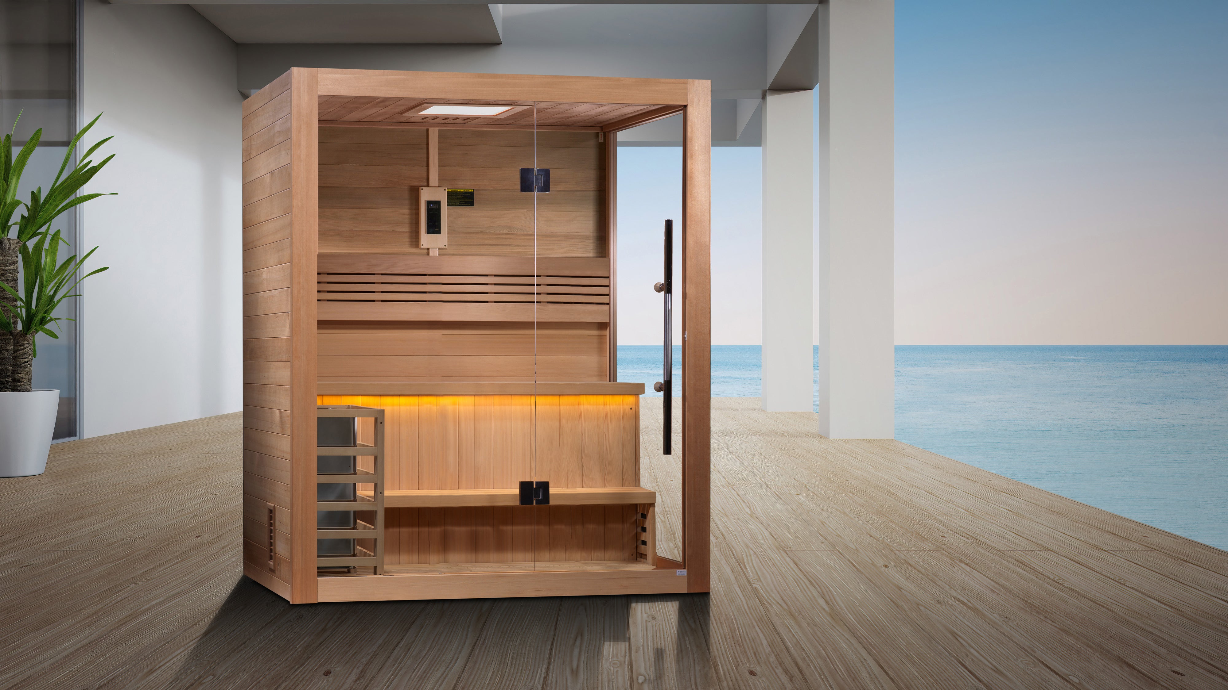 Golden Designs Hanko Edition 2 Person Traditional Sauna | Canadian Red Cedar Interior with Red Light Therapy GDI-7202-01