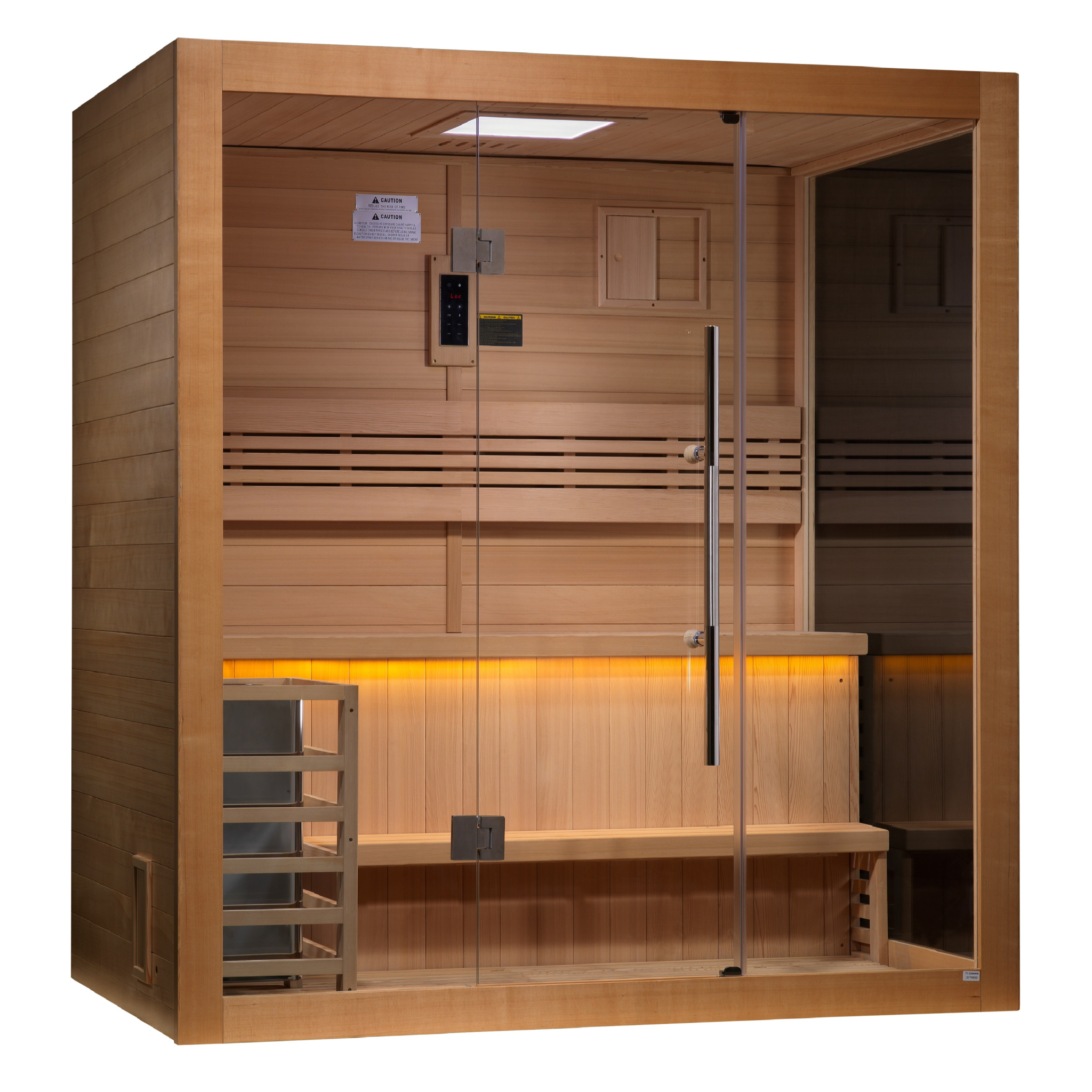 Golden Designs Forssa Edition 3 Person Traditional Sauna | Canadian Red Cedar Interior with Red Light Therapy GDI-7203-01