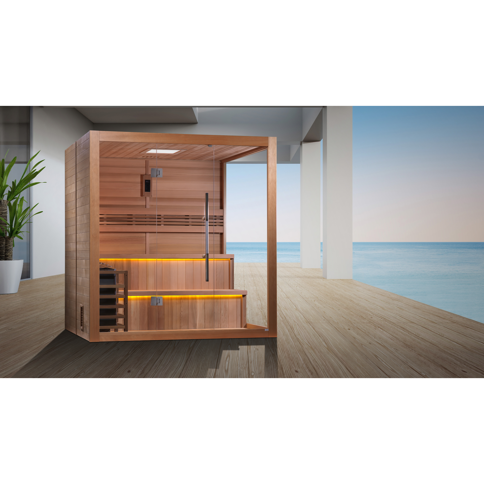 Golden Designs Kuusamo Edition 6 Person Traditional Sauna | Canadian Red Cedar Interior | SKU: GDI-7206-01