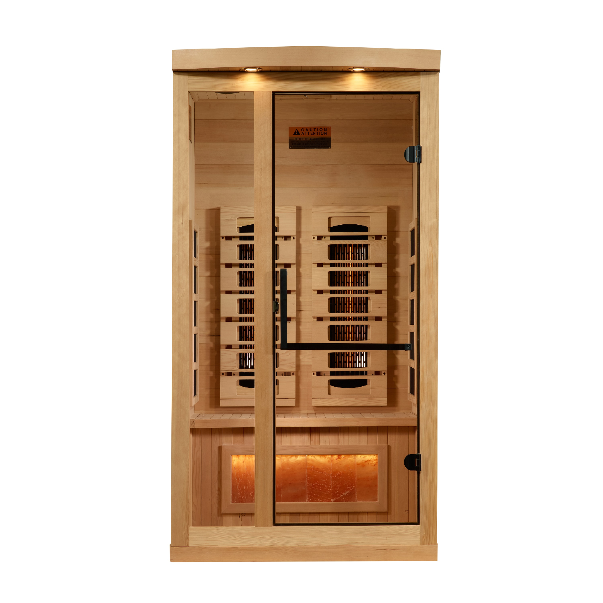 Golden Designs 1 Person Full Spectrum Infrared Sauna, PureTech™ Near Zero EMF, Himalayan Salt Bar, Canadian Hemlock, Indoor, GDI-8010-03