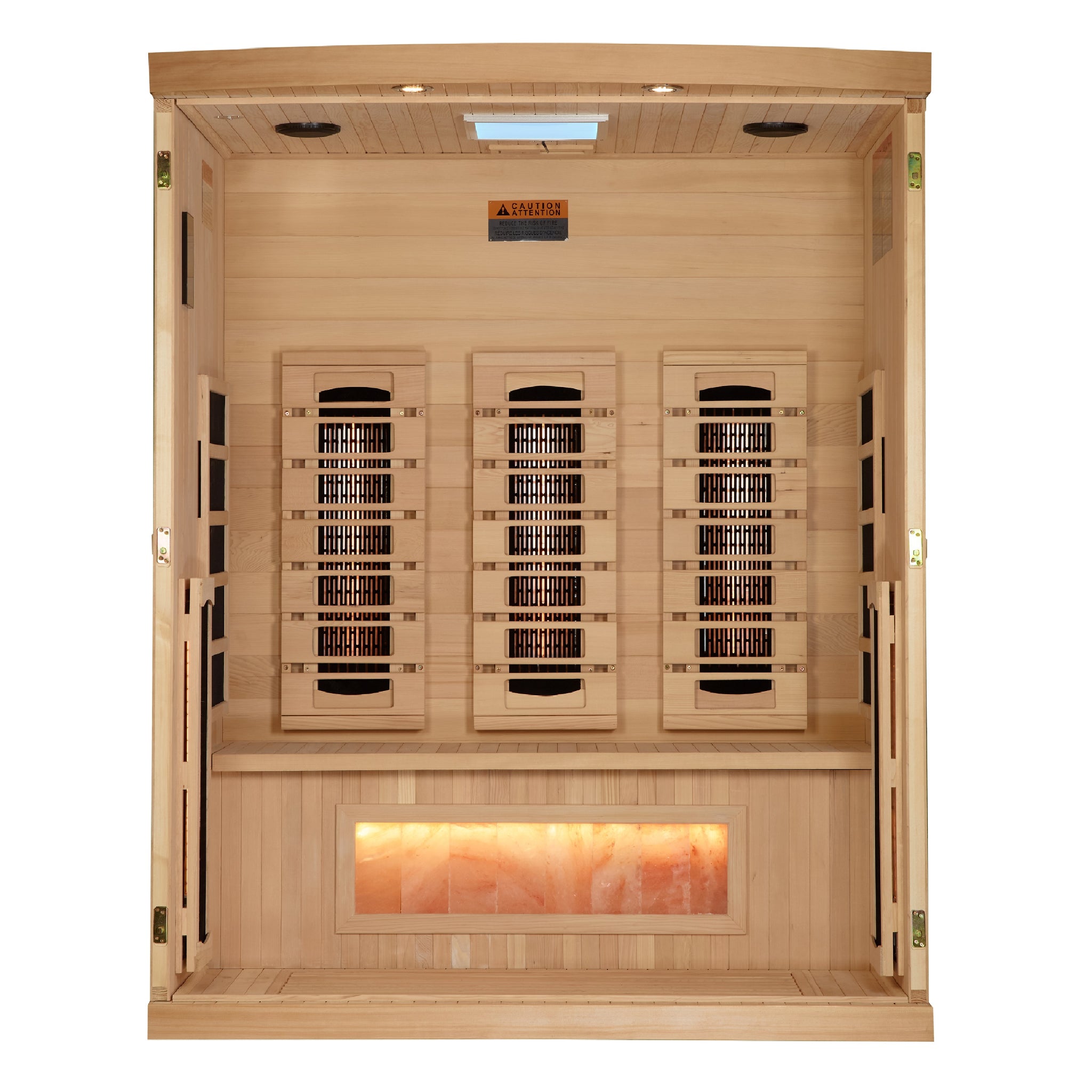 Golden Designs 3 Person Full Spectrum Infrared Sauna, Near Zero EMF, Himalayan Salt Bar, Indoor Canadian Hemlock, GDI-8030-03