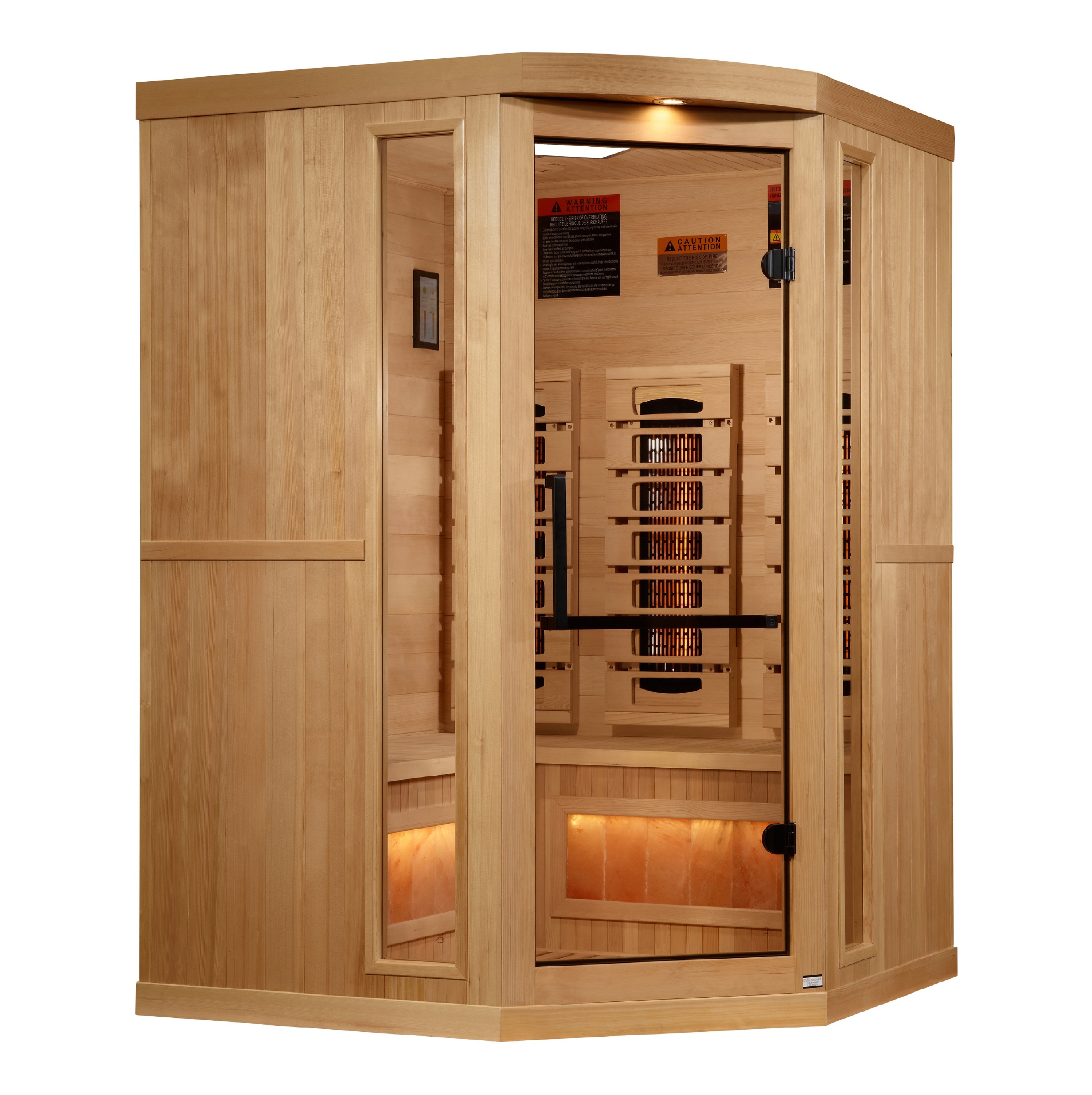 Golden Designs 3 Person Full Spectrum Infrared Sauna, PureTech™ Near Zero EMF, Himalayan Salt Bar, Canadian Hemlock, Indoor, GDI-8035-03