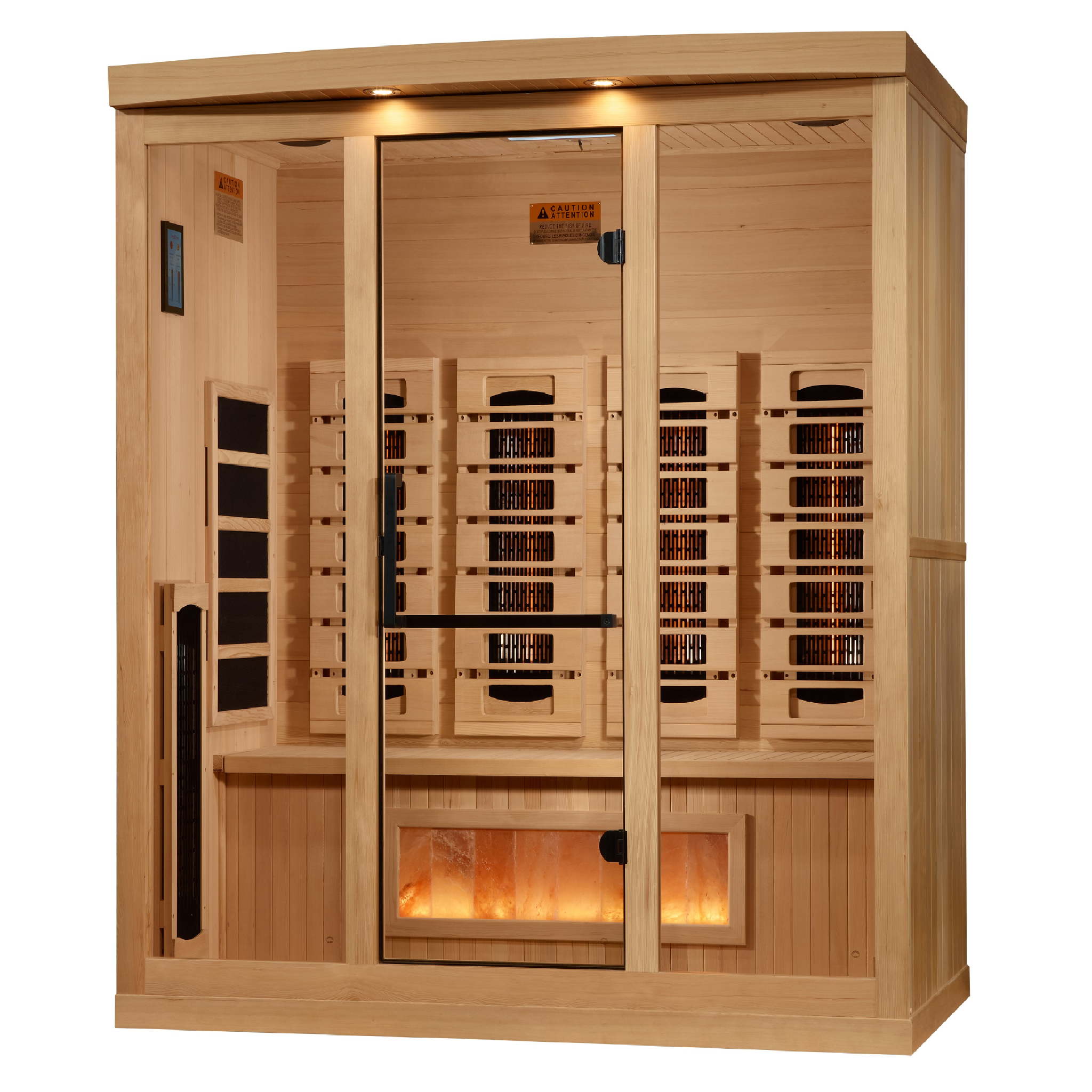 Golden Designs 4 Person Full Spectrum Infrared Sauna, PureTech™ Near Zero EMF, Himalayan Salt Bar, Canadian Hemlock, Indoor, GDI-8040-03