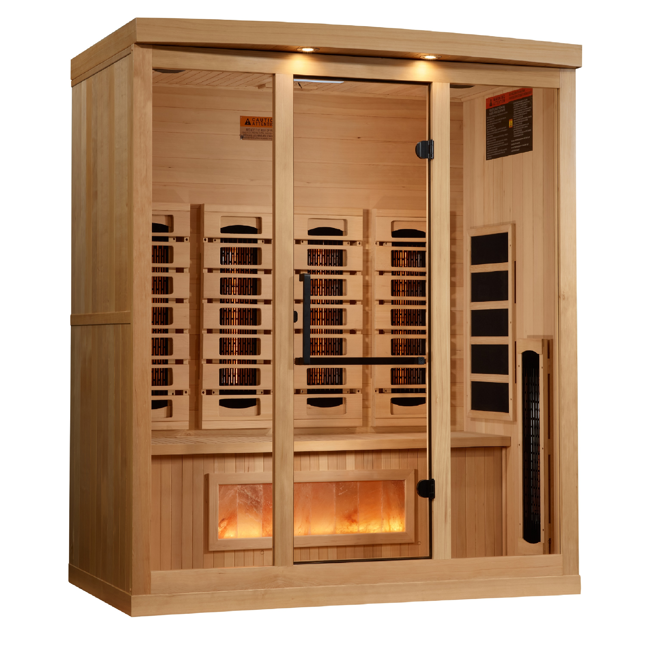 Golden Designs 4 Person Full Spectrum Infrared Sauna, PureTech™ Near Zero EMF, Himalayan Salt Bar, Canadian Hemlock, Indoor, GDI-8040-03
