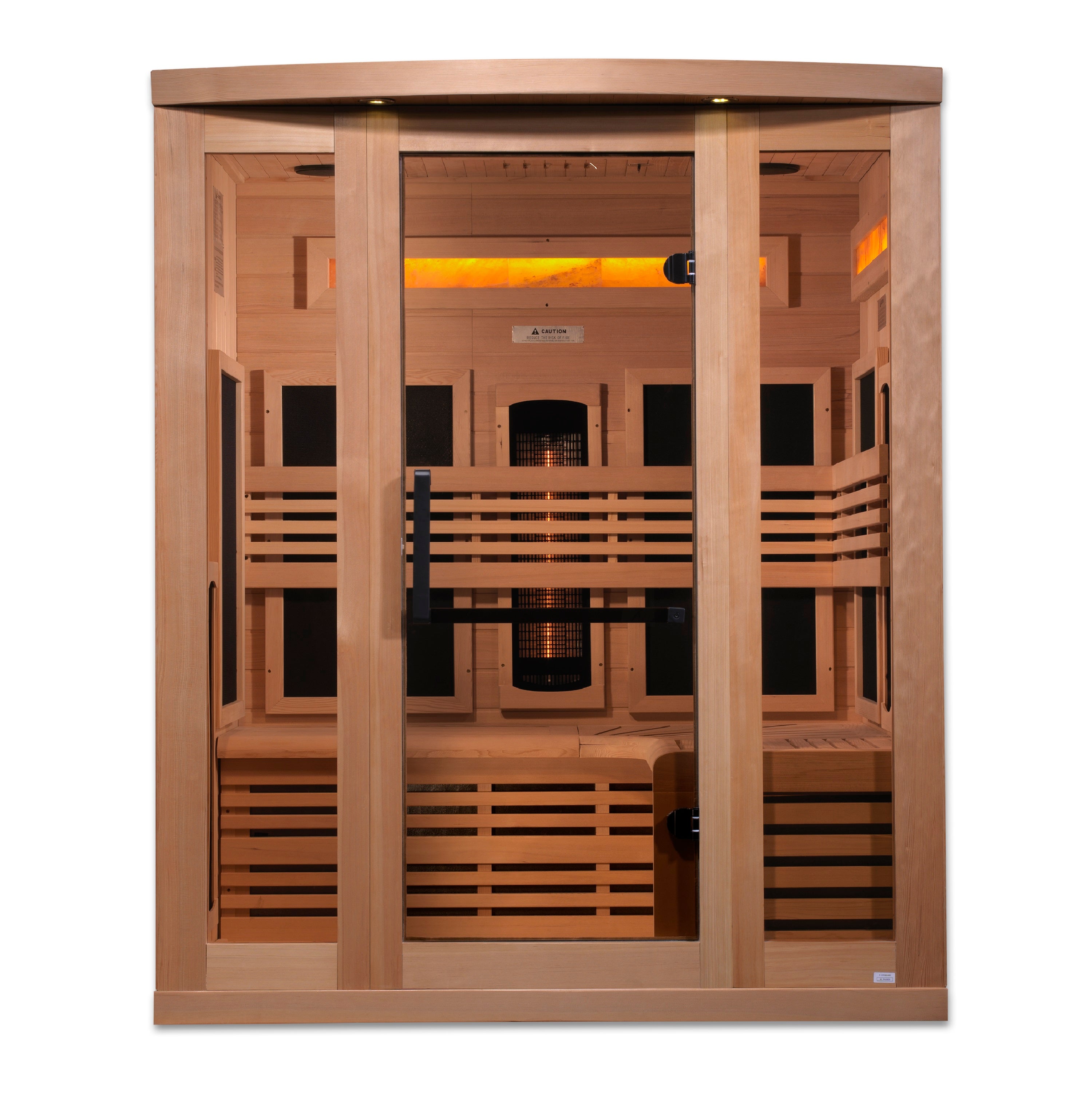 Golden Designs 3 Person Full Spectrum Infrared Sauna, Near Zero EMF, 3 Himalayan Salt Bars, Canadian Hemlock, Indoor, GDI-8230-01