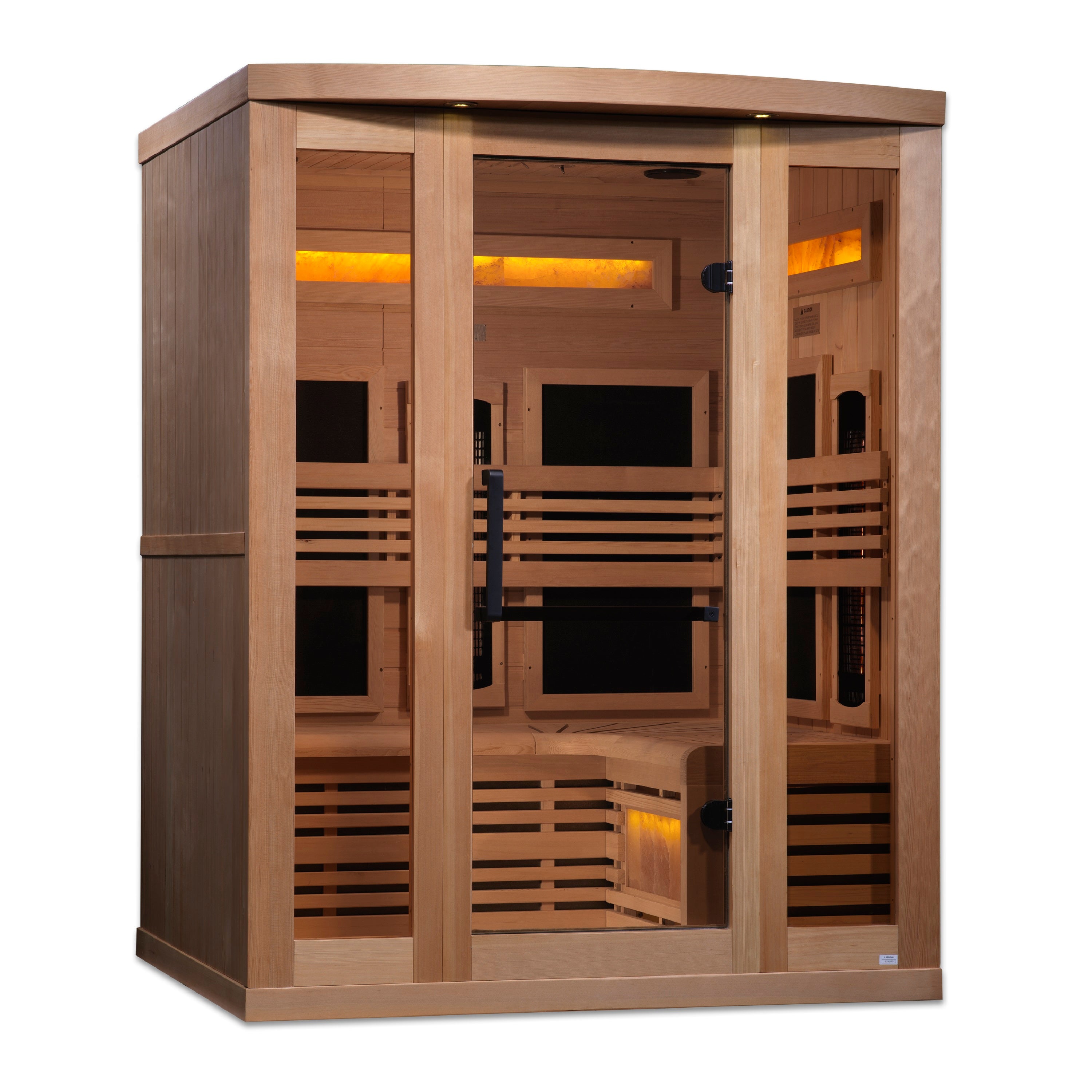 Golden Designs 3 Person Full Spectrum Infrared Sauna, Near Zero EMF, 3 Himalayan Salt Bars, Canadian Hemlock, Indoor, GDI-8230-01