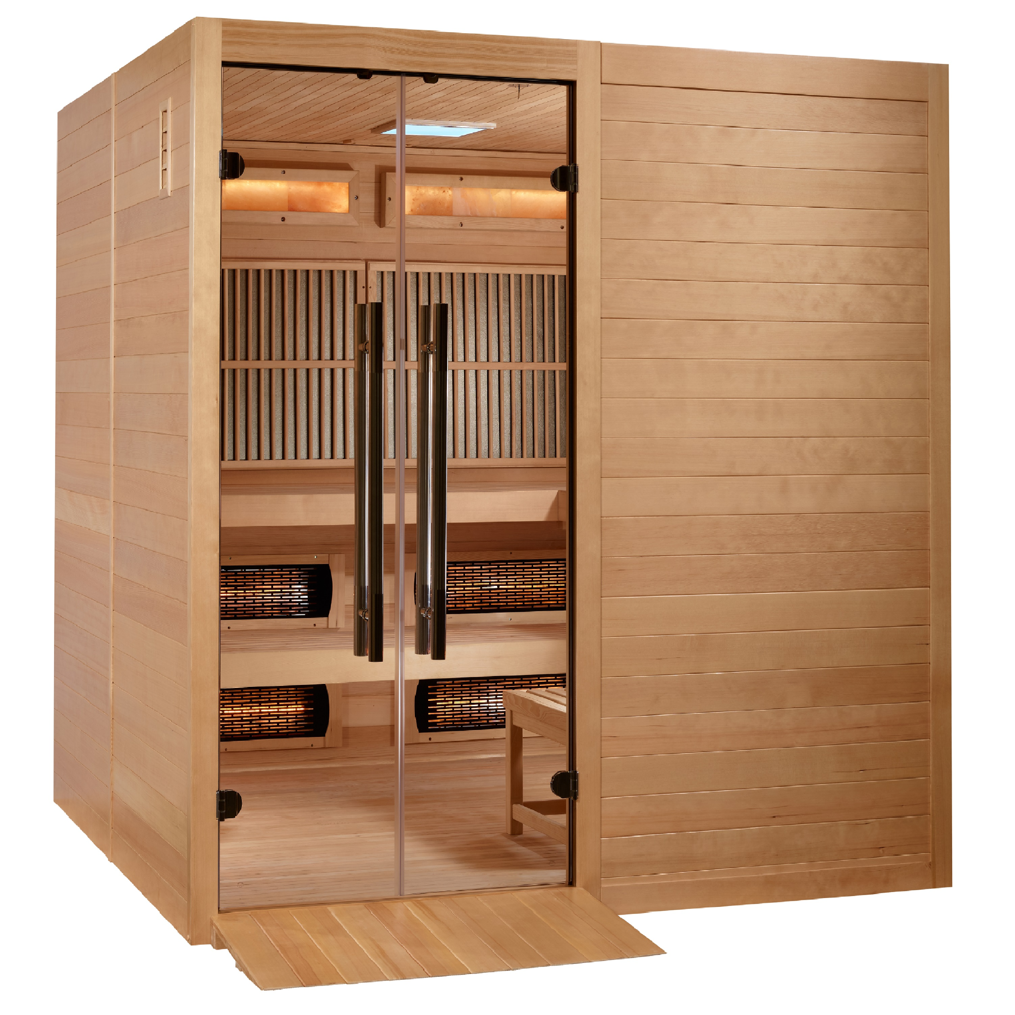 Golden Designs 6 Person Hybrid Sauna, Full Spectrum Infrared + Harvia Stove, Near Zero EMF, Canadian Hemlock, Indoor, GDI-8360-01