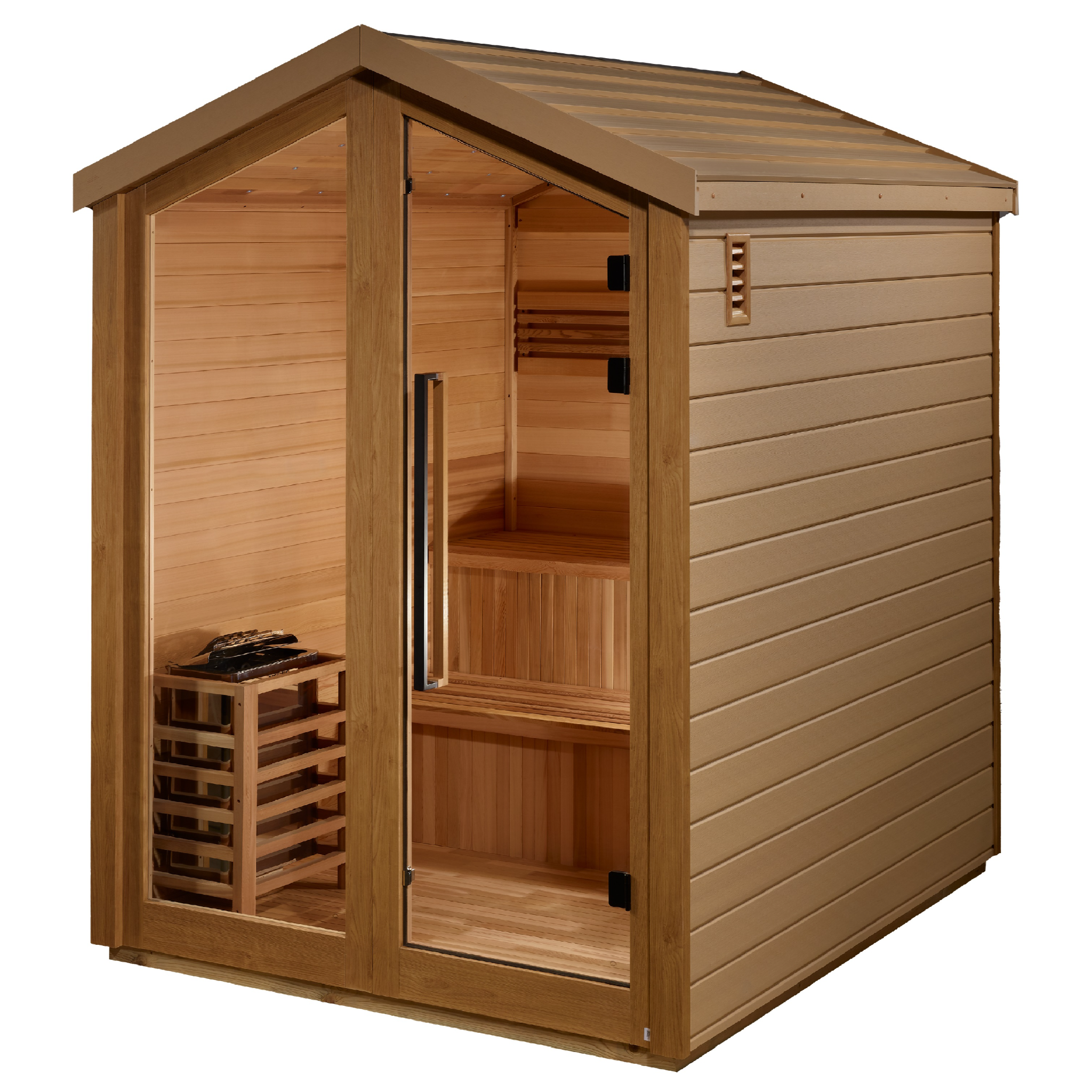 Golden Designs Kaarina 6 Person Outdoor Traditional Sauna | Canadian Red Cedar Interior | GDI-8506-01