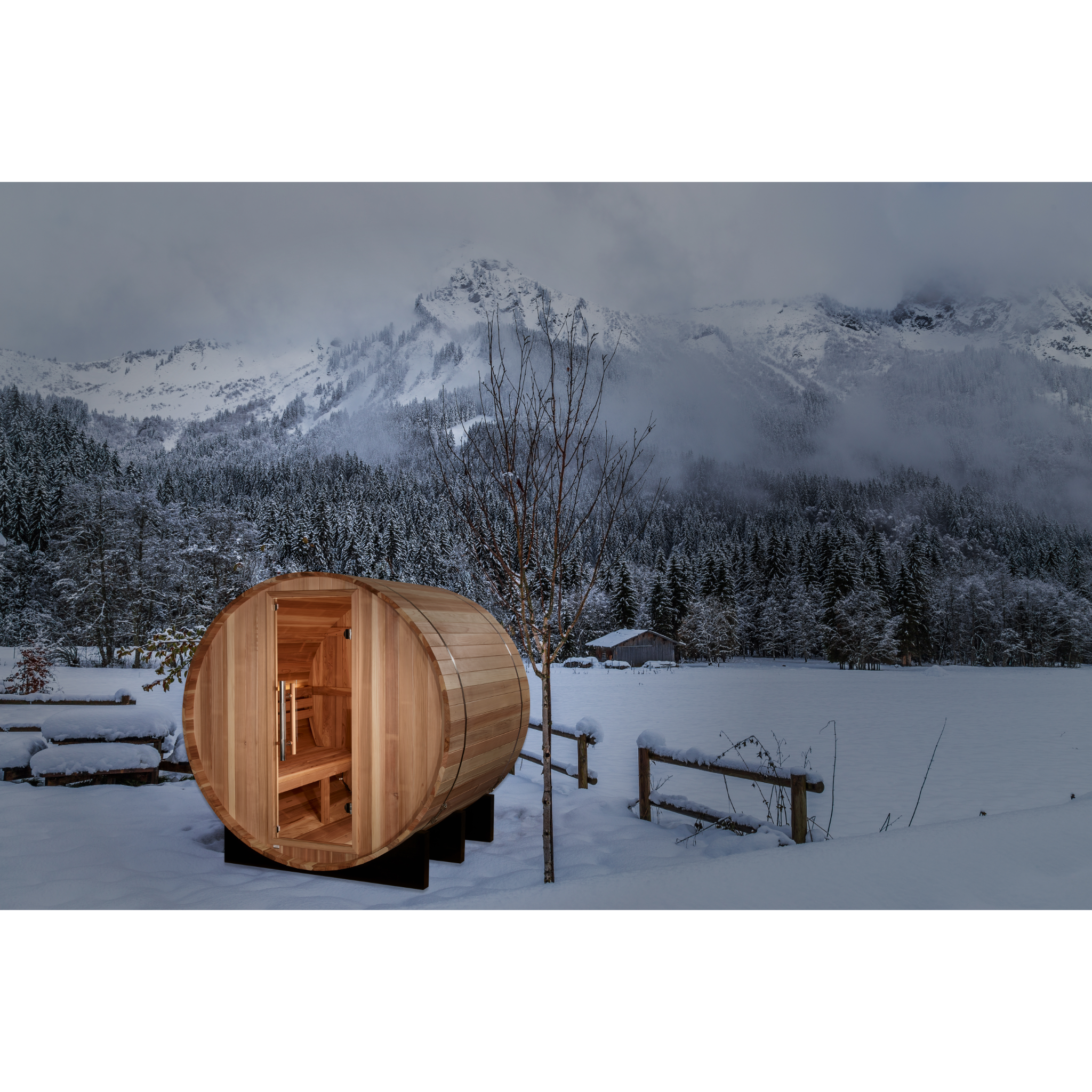 Golden Designs St. Moritz 2 Person Outdoor Barrel Traditional Sauna, Pacific Premium Cedar, Bronze Privacy Glass, GDI-B002-01