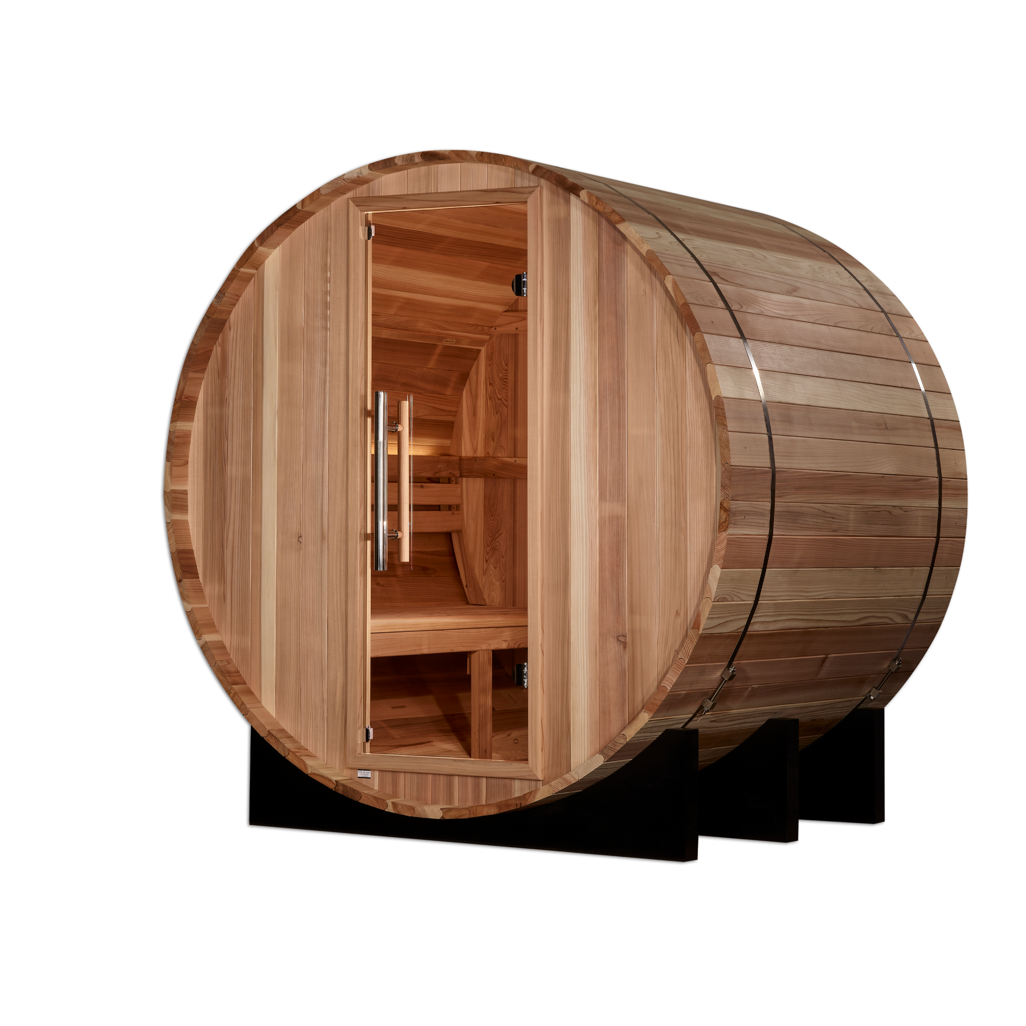 Golden Designs St. Moritz 2 Person Outdoor Barrel Traditional Sauna, Pacific Premium Cedar, Bronze Privacy Glass, GDI-B002-01