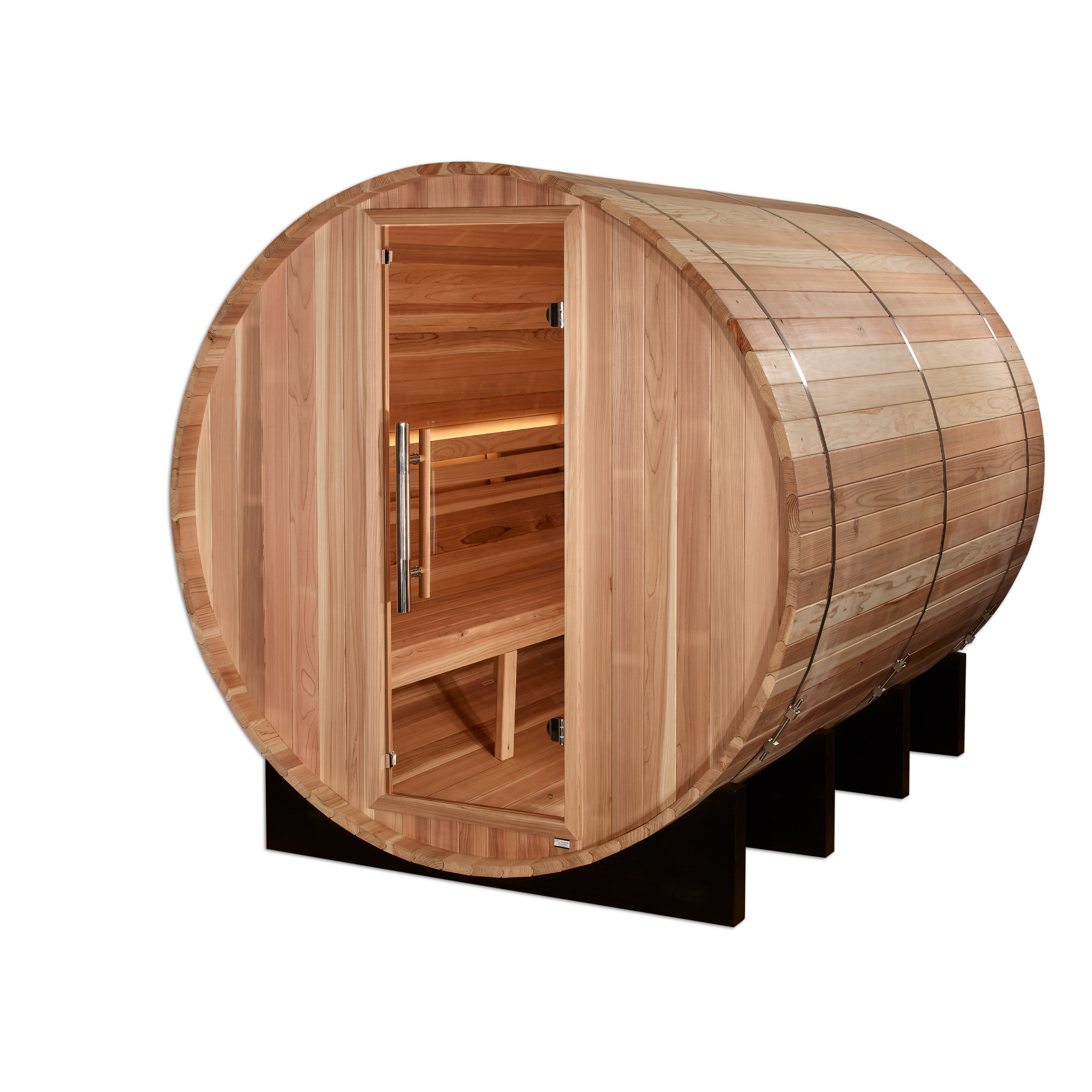 Golden Designs Klosters 6 Person Outdoor Barrel Traditional Sauna, Pacific Premium Cedar, Bronze Privacy Glass, GDI-B006-01