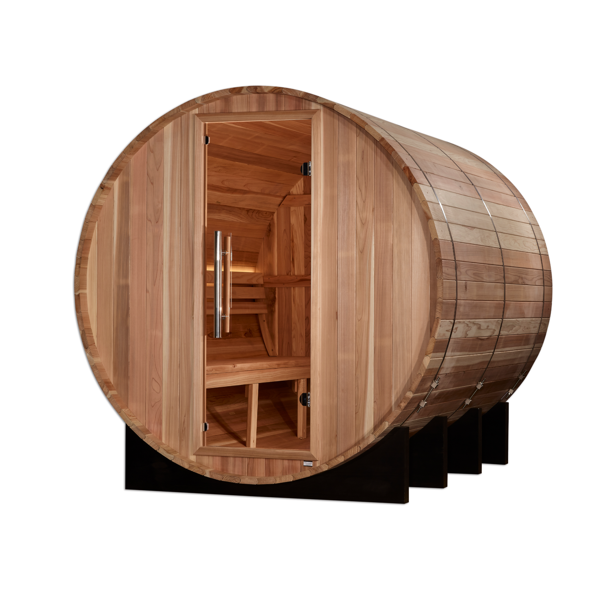 Golden Designs Klosters 6 Person Outdoor Barrel Traditional Sauna, Pacific Premium Cedar, Bronze Privacy Glass, GDI-B006-01