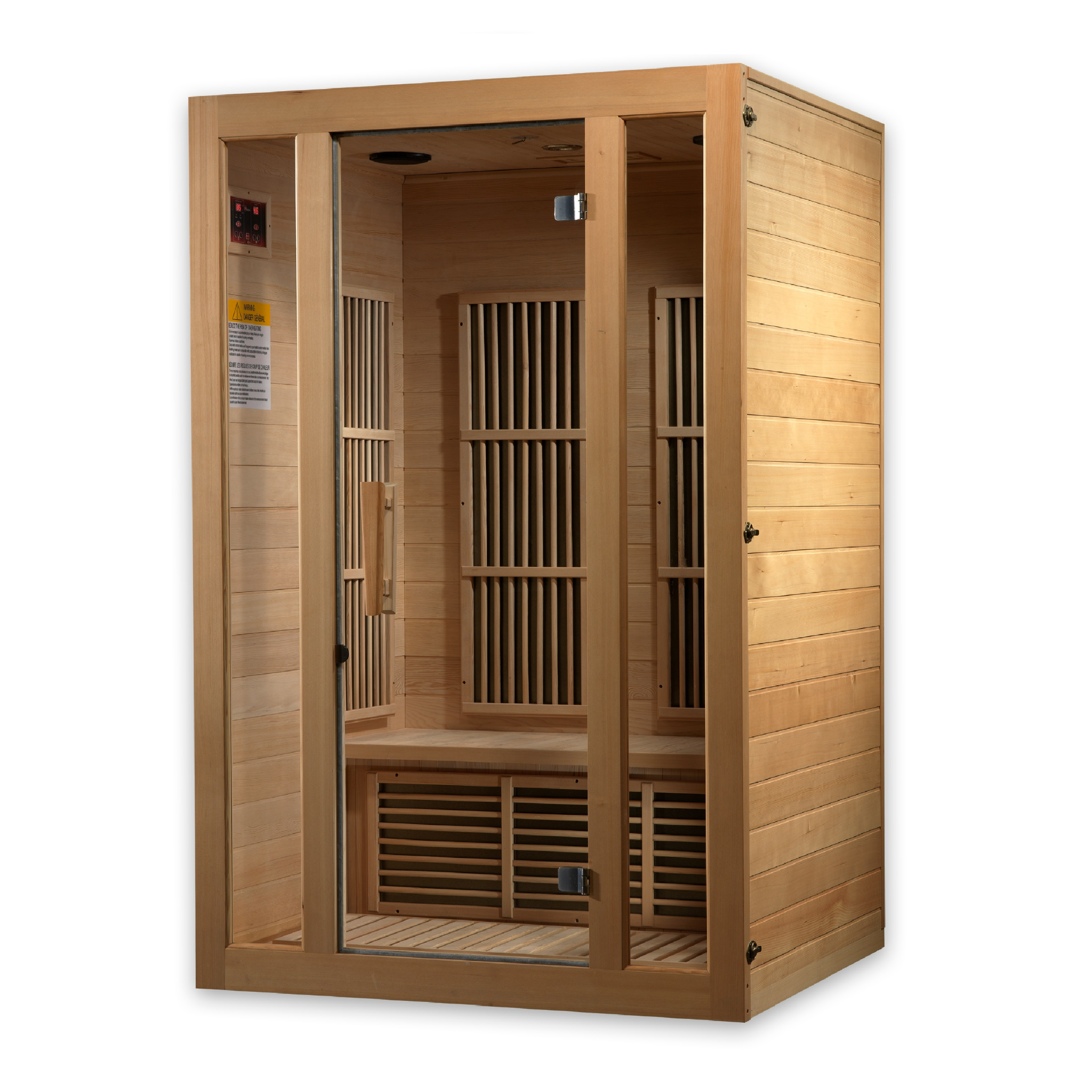 Maxxus Seattle 2-Person Near Zero EMF FAR Infrared Sauna, Canadian Hemlock, Clear Glass, MX-J206-01-ZF