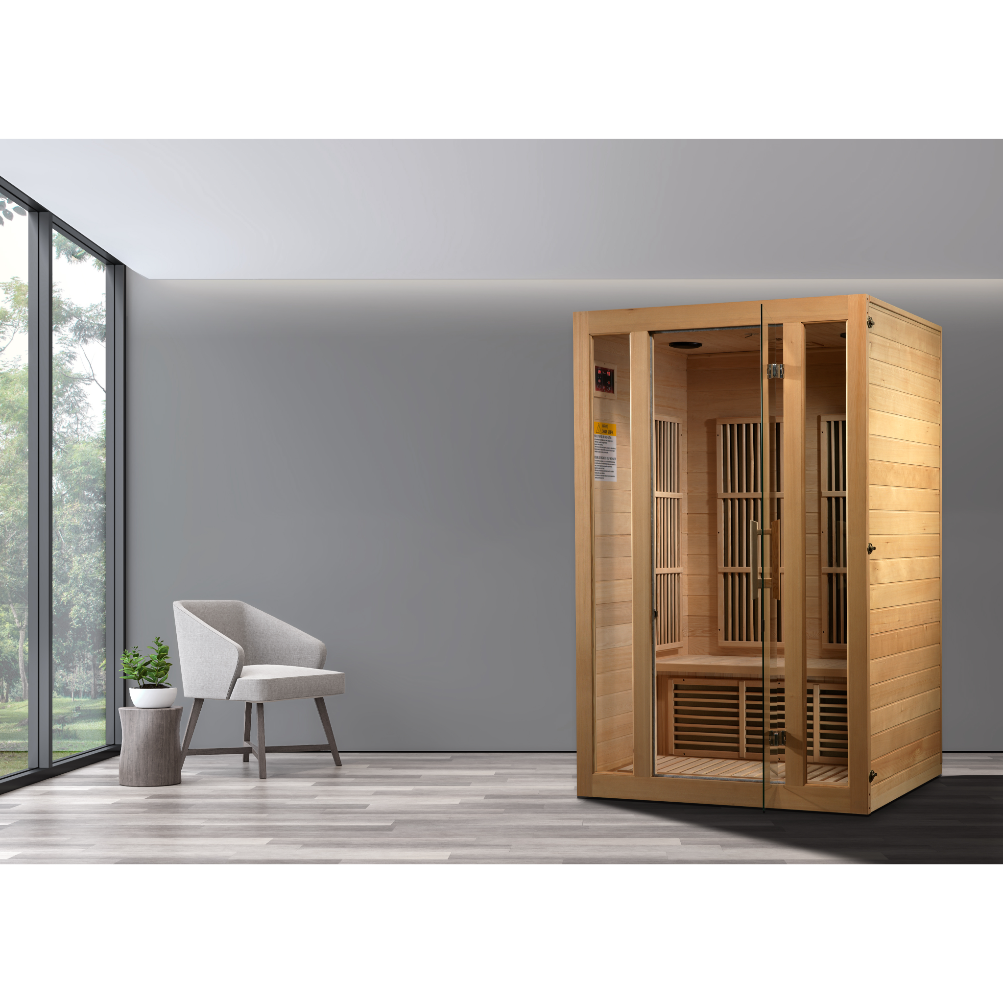 Maxxus Seattle 2-Person Low EMF FAR Infrared Sauna, Canadian Hemlock, Bluetooth Audio, Chromotherapy Lighting, MX-J206-01
