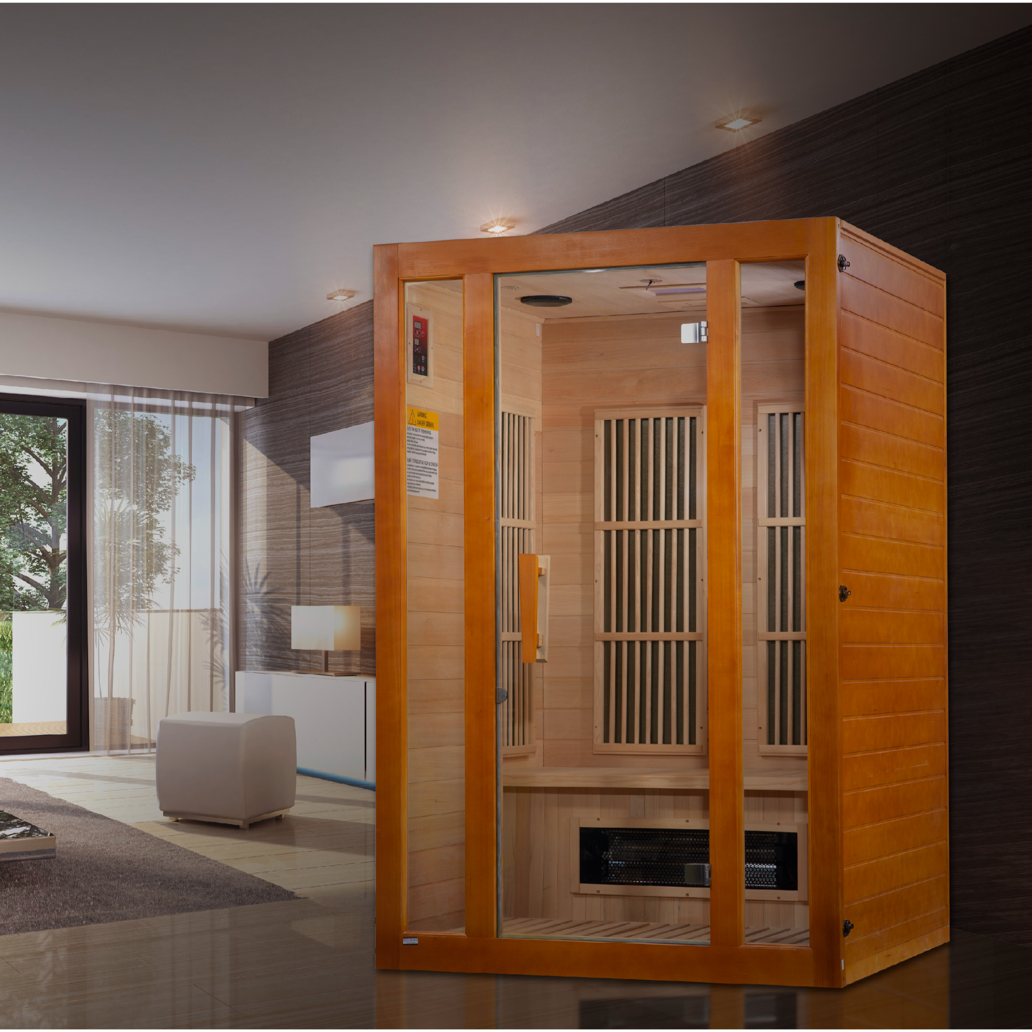 Maxxus 2-Person Full Spectrum Near Zero EMF Infrared Sauna, Canadian Hemlock, PureTech™, Bluetooth Audio, Chromotherapy Lighting, MX-J206-02S