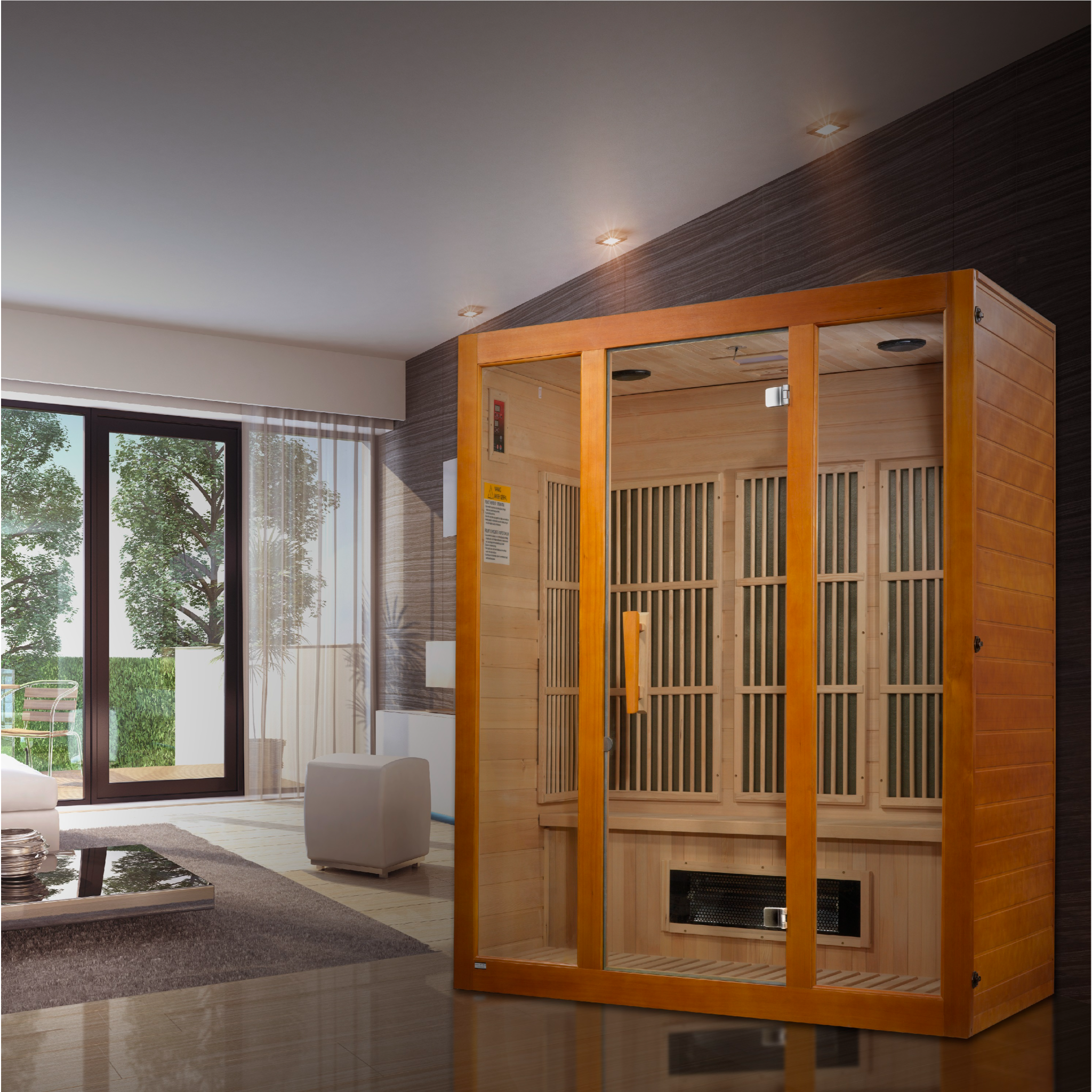 Maxxus 3-Person Full Spectrum Near Zero EMF Infrared Sauna, Canadian Hemlock, PureTech™, Bluetooth Audio, Chromotherapy Lighting, MX-J306-02S