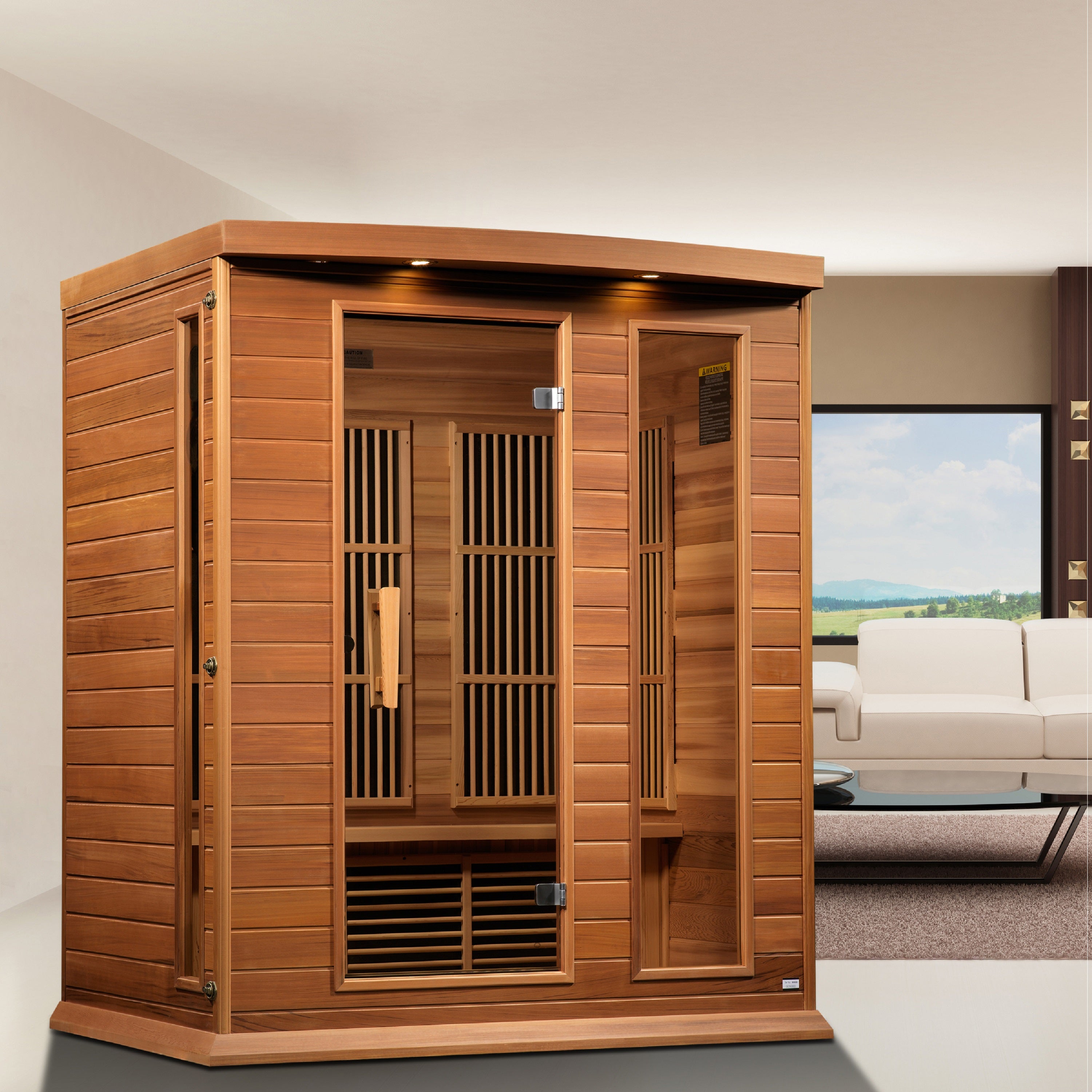 Maxxus Red Cedar 3-Person Low EMF FAR Infrared Sauna, Canadian Red Cedar, Bronze Glass, MX-K306-01 CED