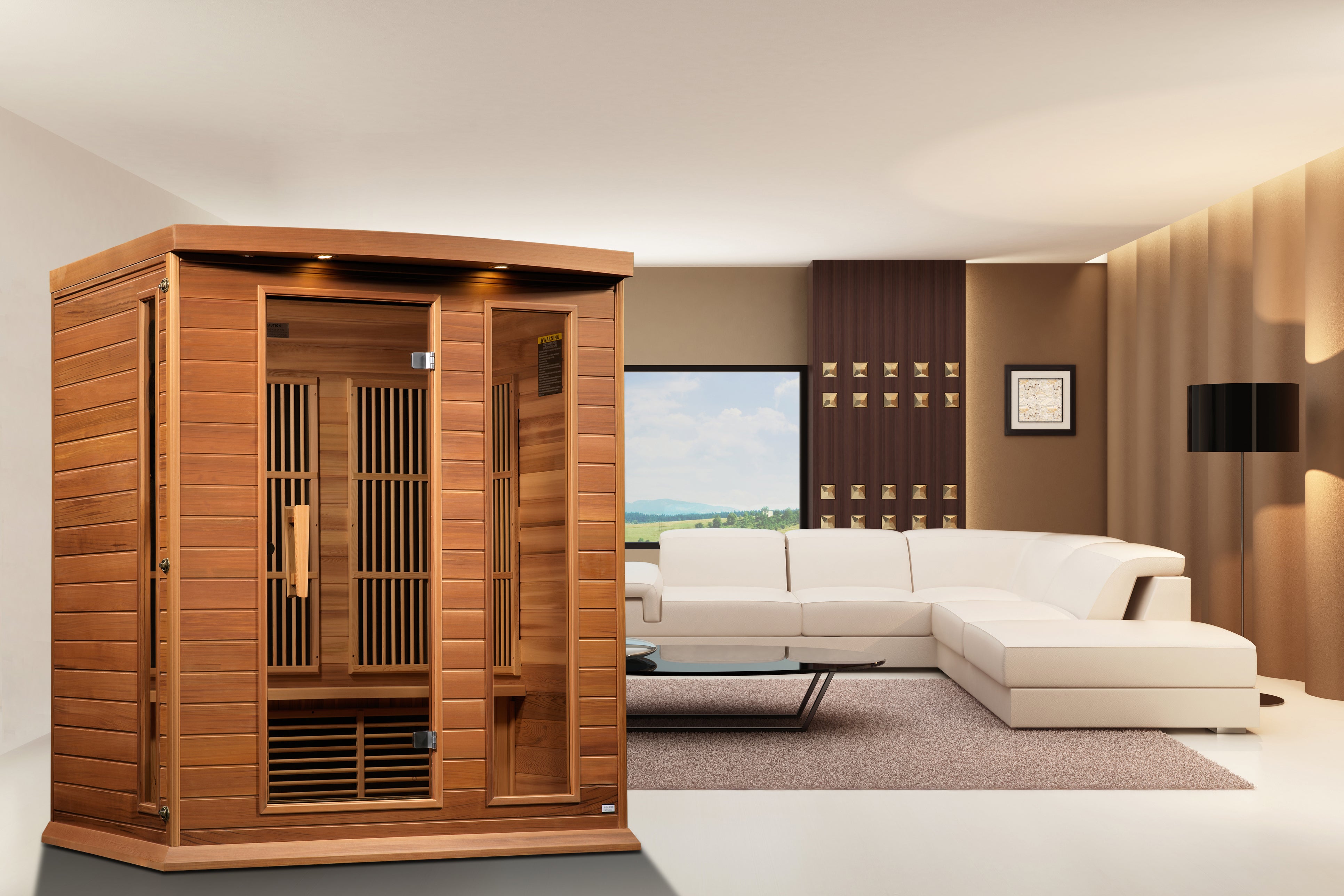 Maxxus Red Cedar 3-Person Low EMF FAR Infrared Sauna, Canadian Red Cedar, Bronze Glass, MX-K306-01 CED