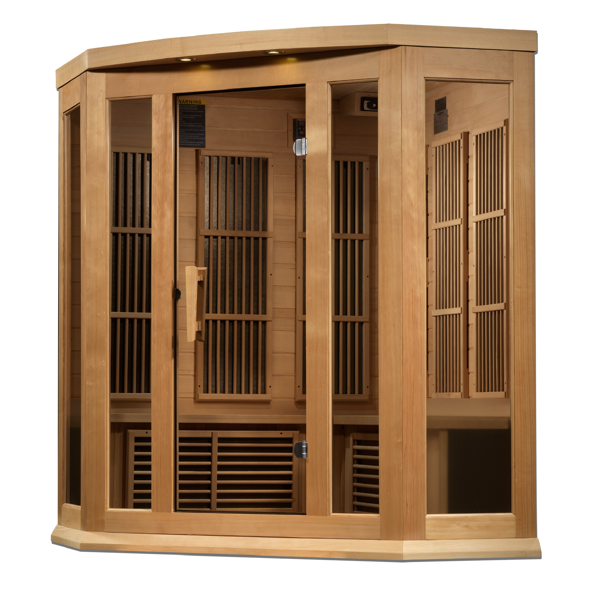 Maxxus 3-Person Corner Near Zero EMF FAR Infrared Sauna, Canadian Hemlock, Bronze Glass, MX-K356-01-ZF