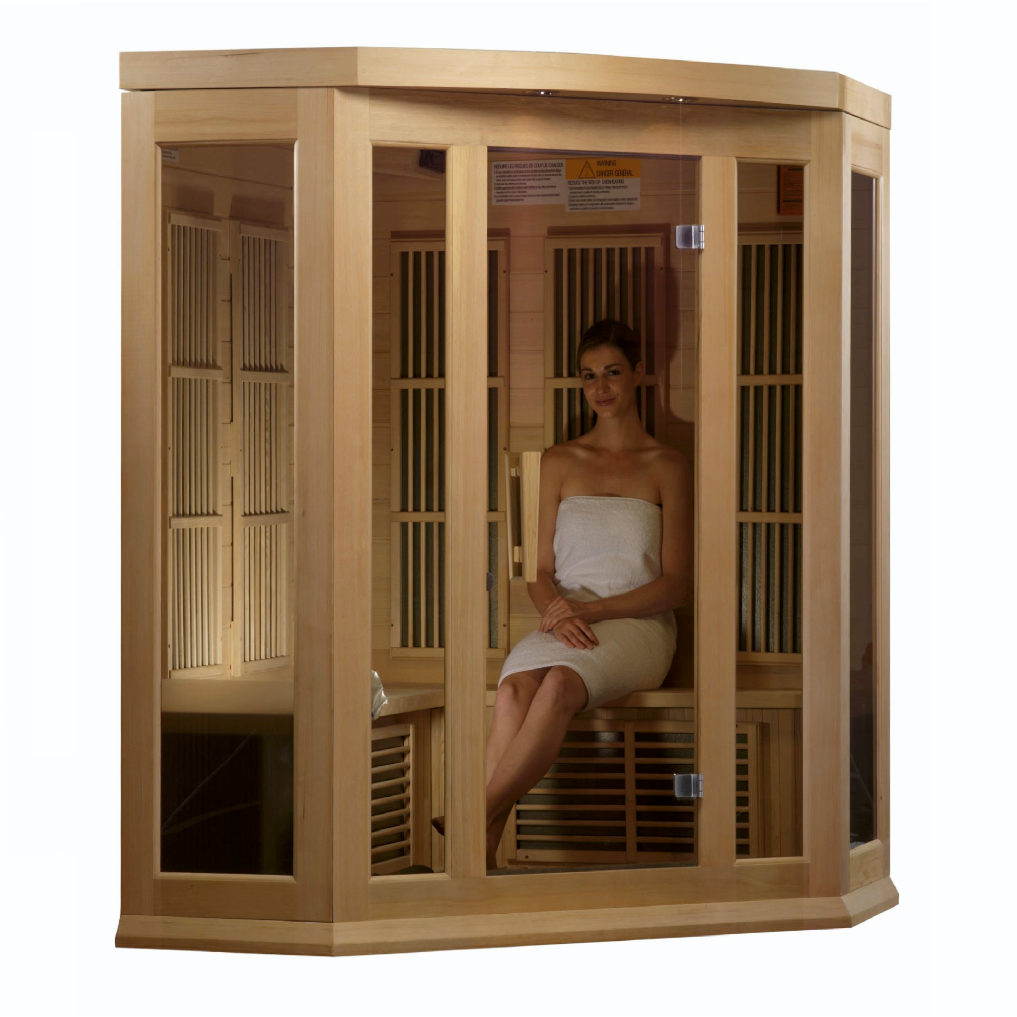 Maxxus 3 Person Corner Low EMF FAR Infrared Sauna, Canadian Hemlock, Indoor, MX-K356-01