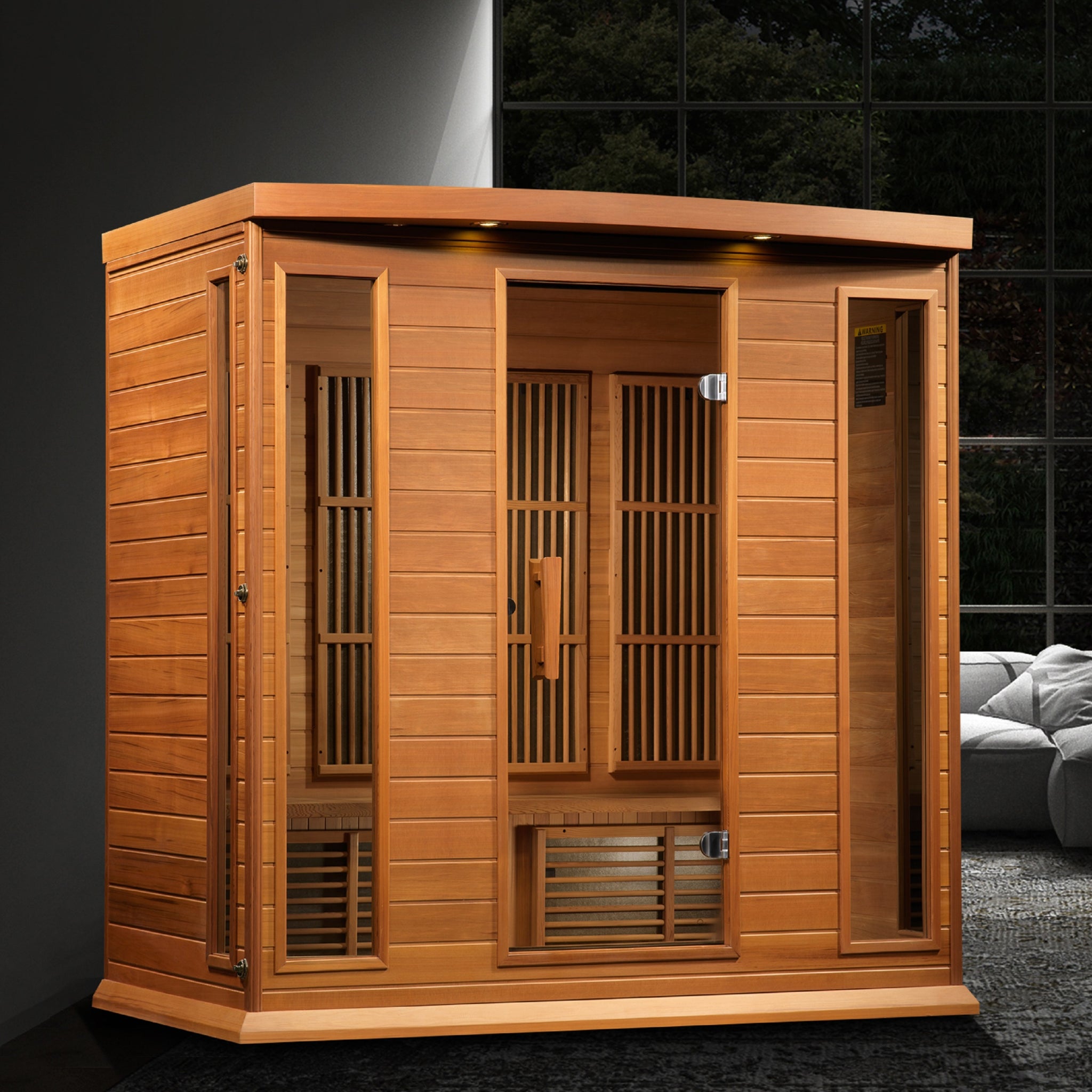 Maxxus Red Cedar 4-Person Low EMF FAR Infrared Sauna, Canadian Red Cedar, Bronze Glass, MX-K406-01 CED