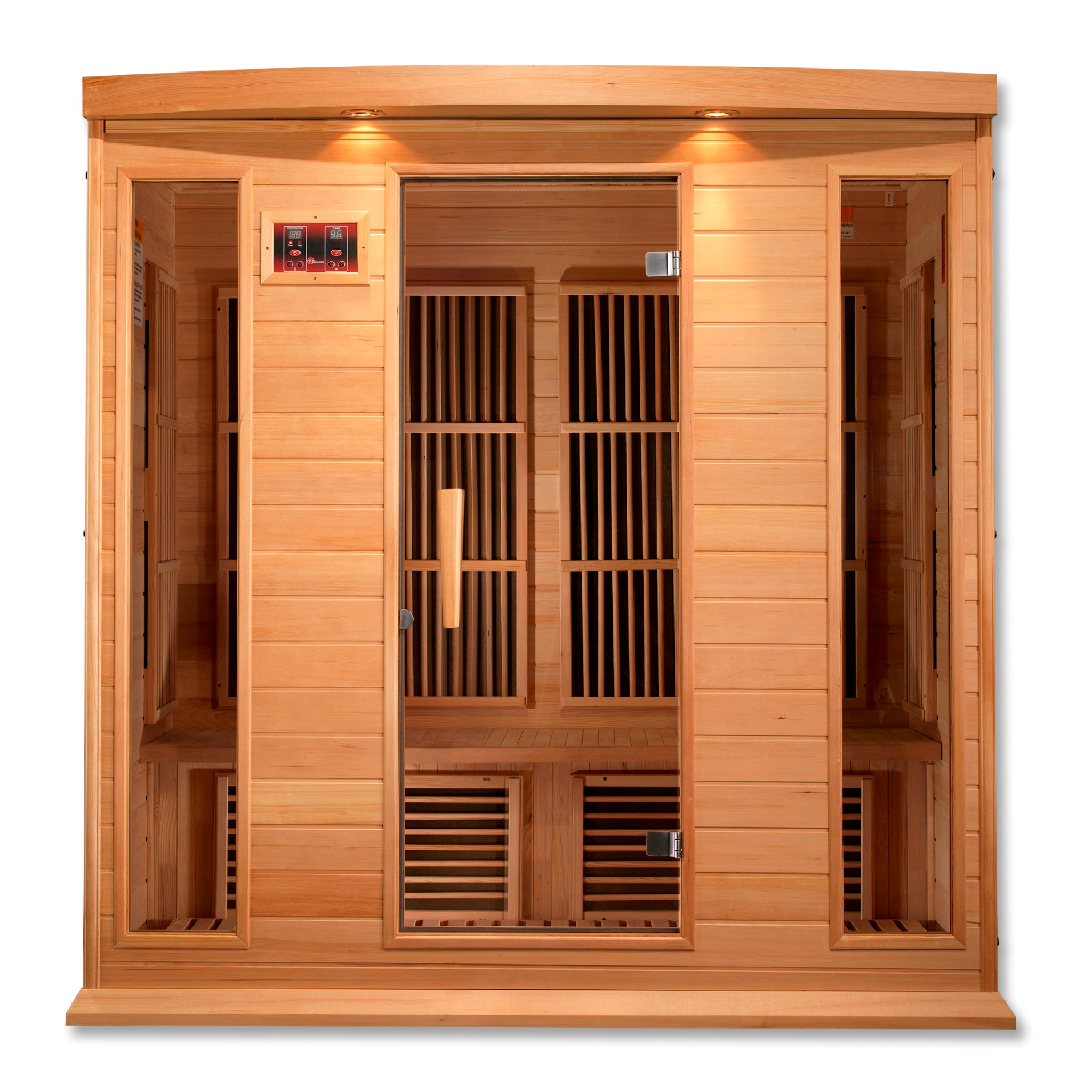 Maxxus 4-Person Low EMF FAR Infrared Sauna, Canadian Hemlock, Bronze Tinted Glass, Bluetooth Audio, Chromotherapy Lighting, MX-K406-01