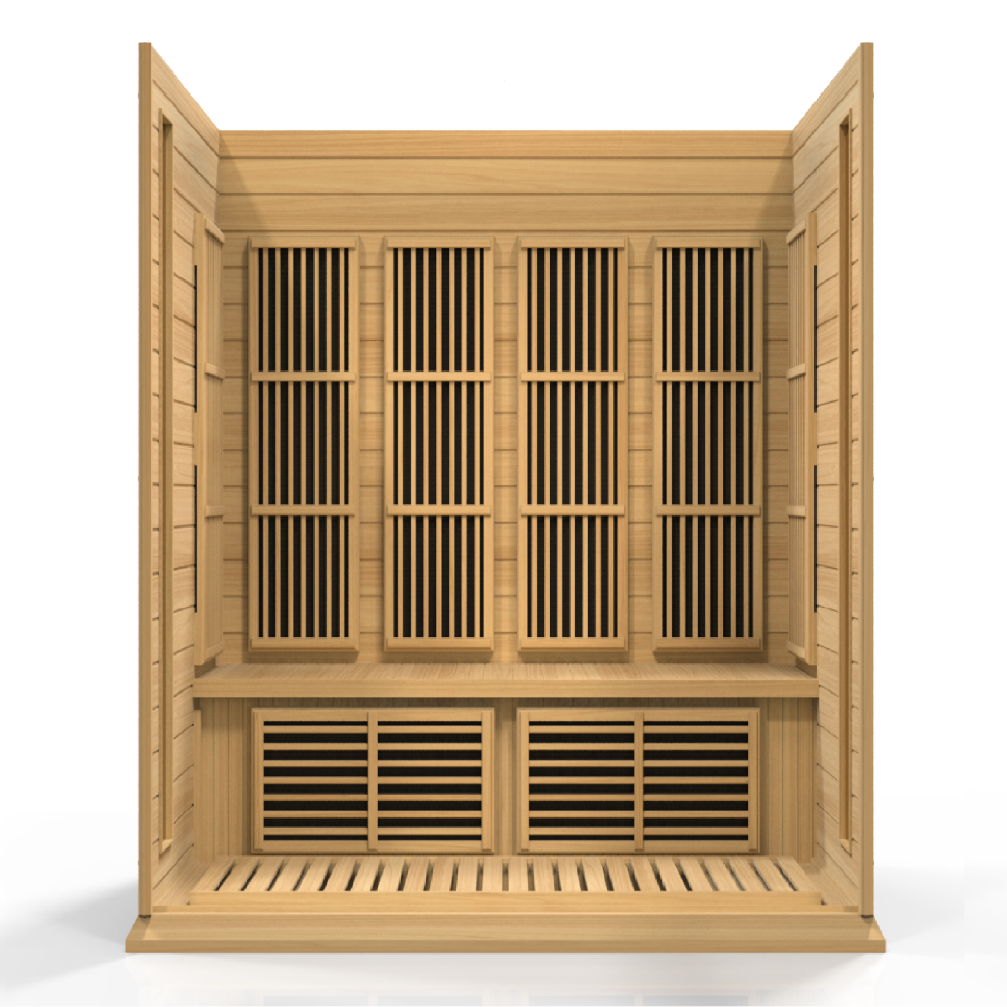 Maxxus 4-Person Low EMF FAR Infrared Sauna, Canadian Hemlock, Bronze Tinted Glass, Bluetooth Audio, Chromotherapy Lighting, MX-K406-01