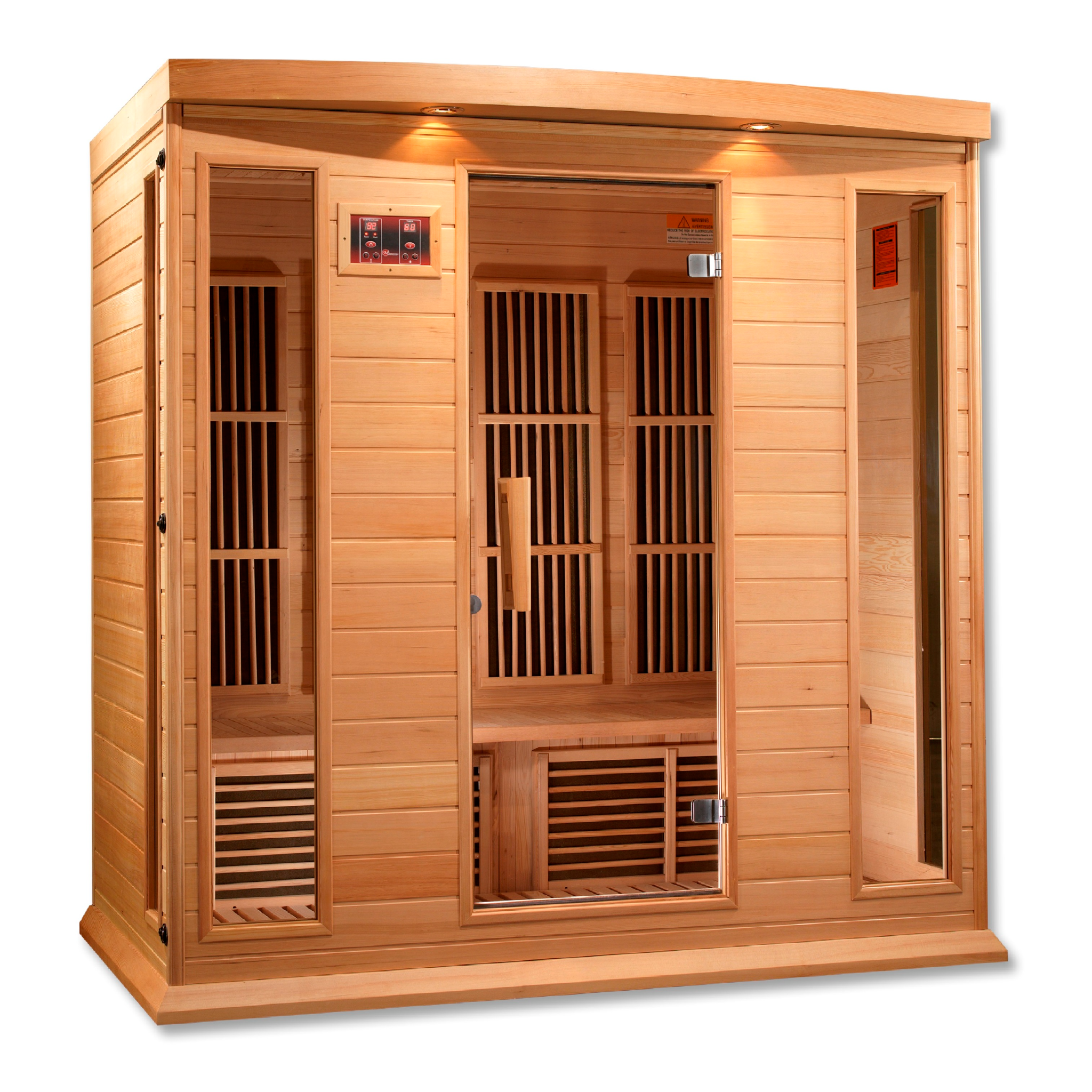 Maxxus 4-Person Low EMF FAR Infrared Sauna, Canadian Hemlock, Bronze Tinted Glass, Bluetooth Audio, Chromotherapy Lighting, MX-K406-01