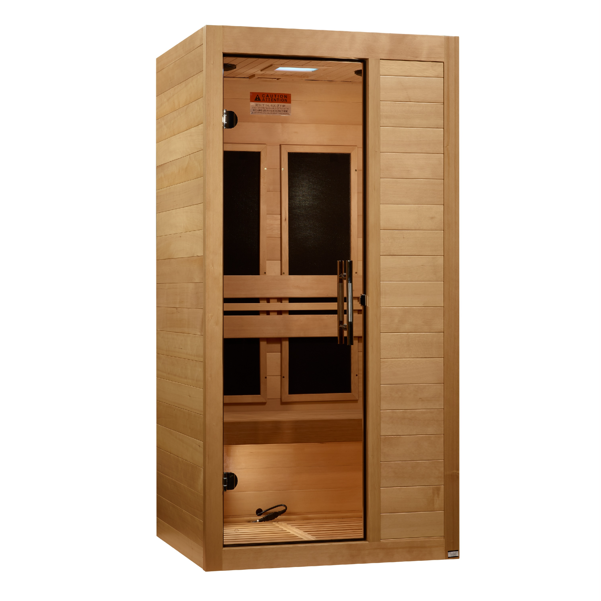 Maxxus S-Line Yoga 1-Person Ultra Low EMF FAR Infrared Sauna, Canadian Hemlock, Bronze Glass, MX-S106-01
