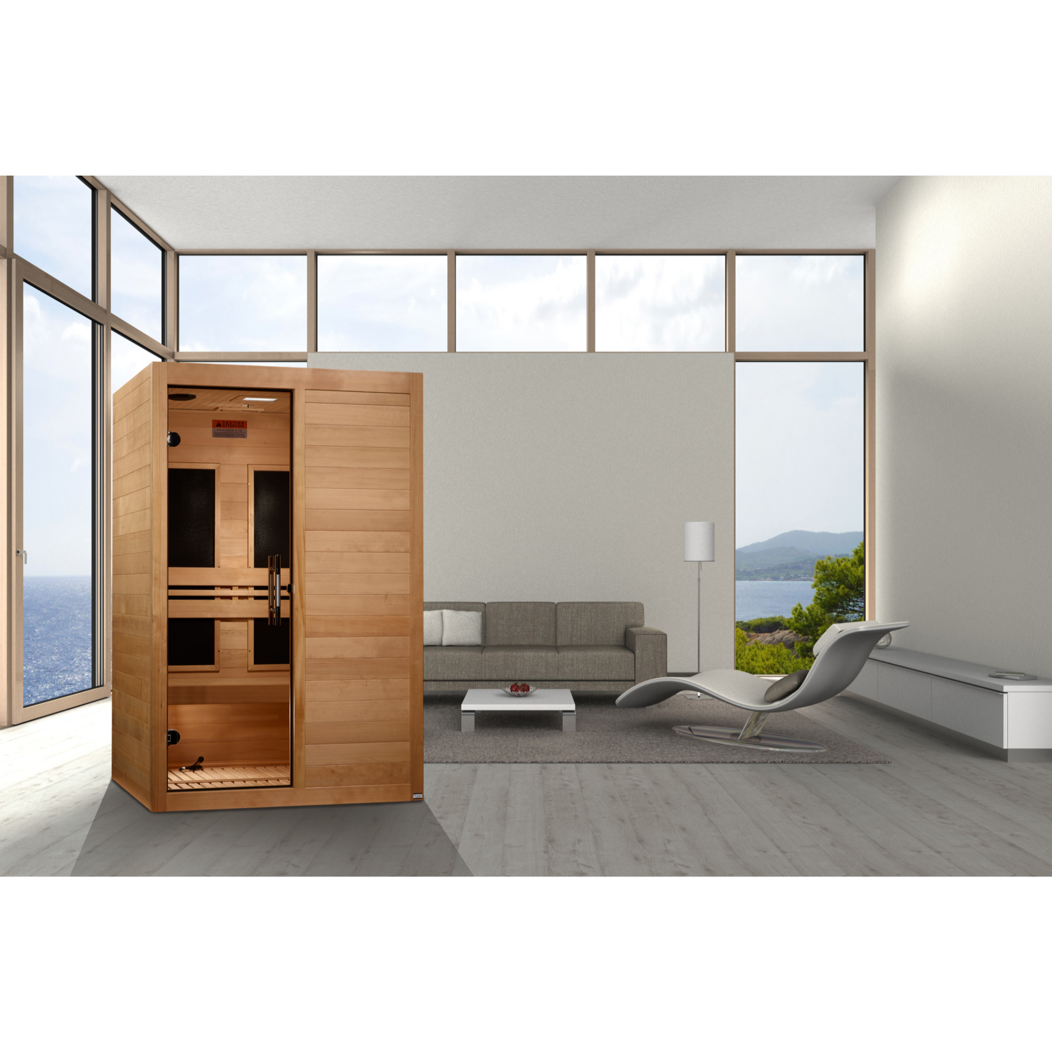 Maxxus S-Line Yoga 2-Person Ultra Low EMF FAR Infrared Sauna, Canadian Hemlock, Bronze Glass, MX-S206-01