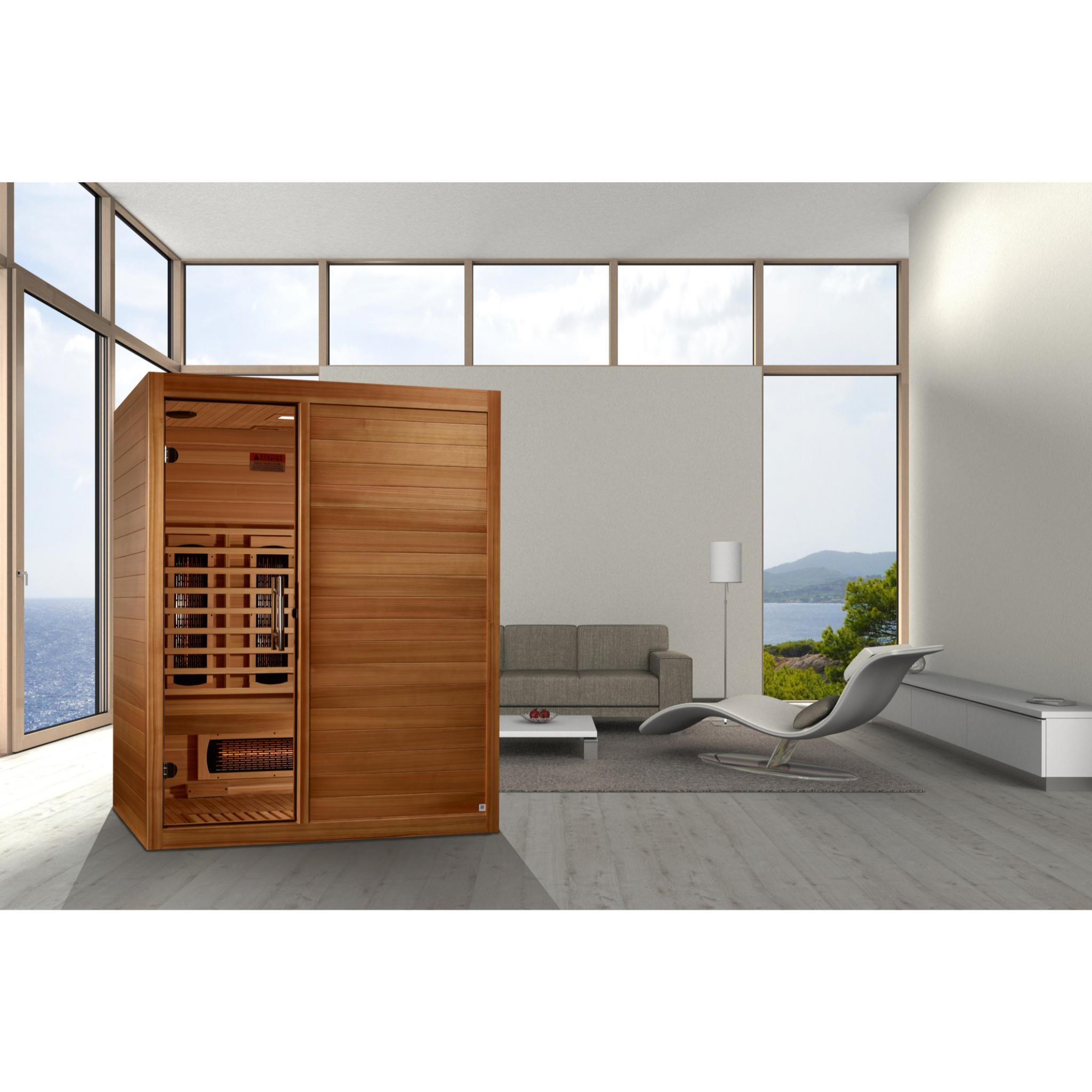 Maxxus S-Line Pacific Cedar 3-Person Full Spectrum Near Zero EMF Infrared Sauna, MX-S306-01-FS-PC, FAR IR + Near IR, Red Light Therapy