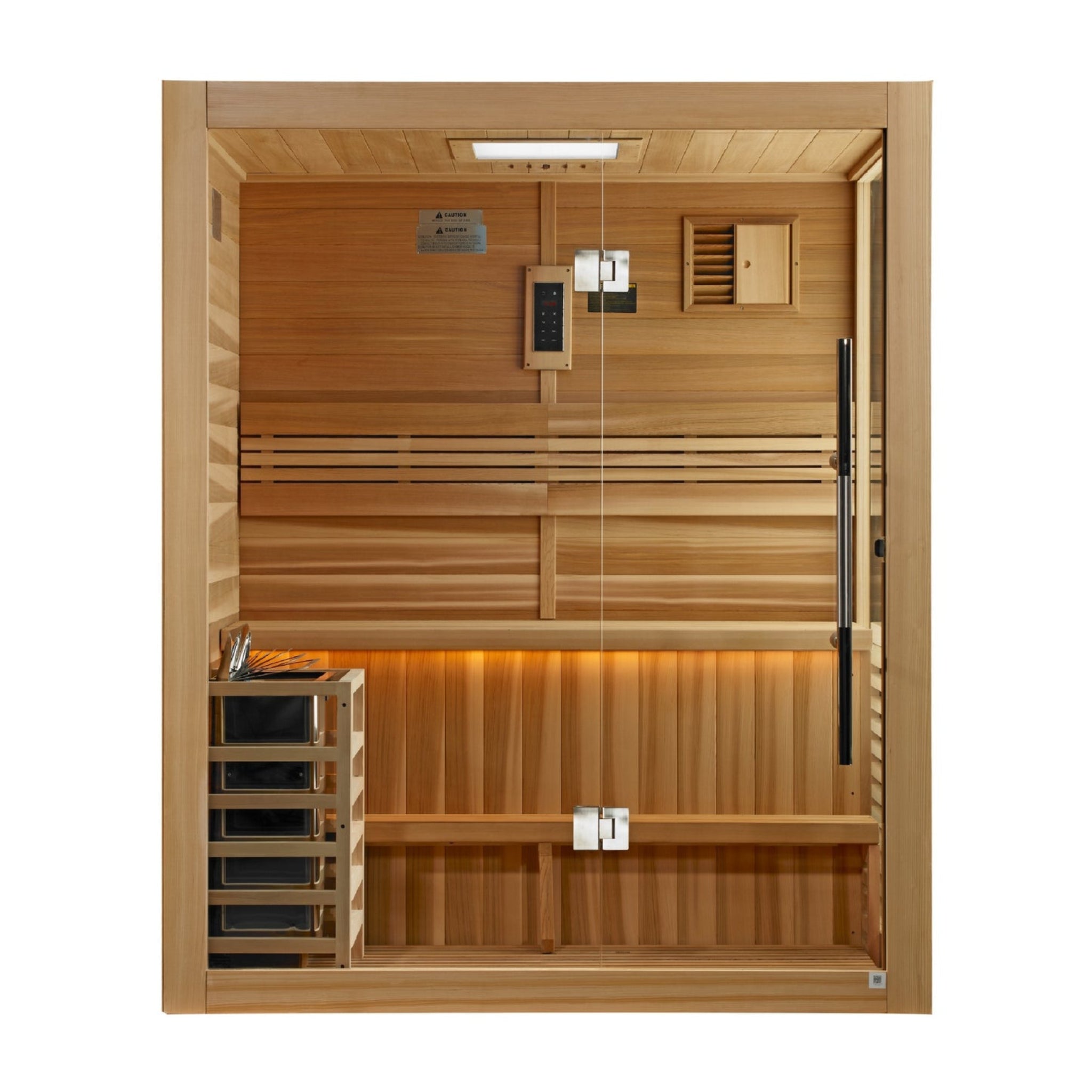 Golden Designs Hanko Edition 2 Person Traditional Sauna | Canadian Red Cedar Interior with Red Light Therapy GDI-7202-01