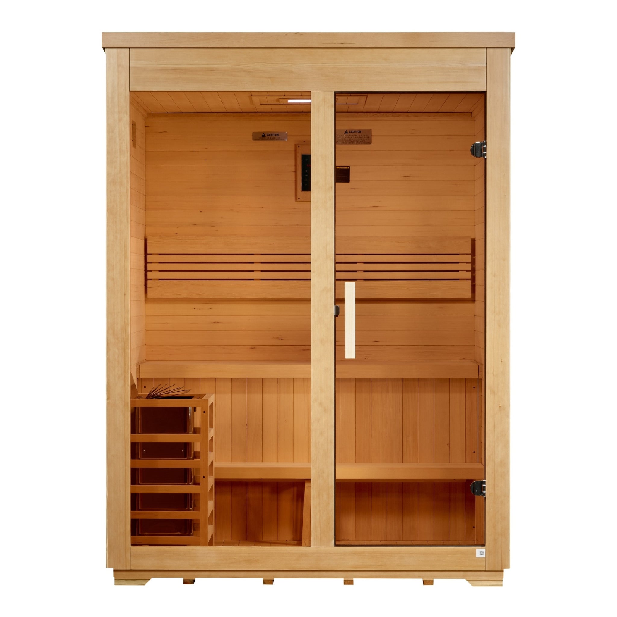 Golden Designs Arlberg 3 Person Traditional Outdoor Steam Sauna, Flat Roof, Canadian Hemlock, 8kW Stove GDI-8003-01