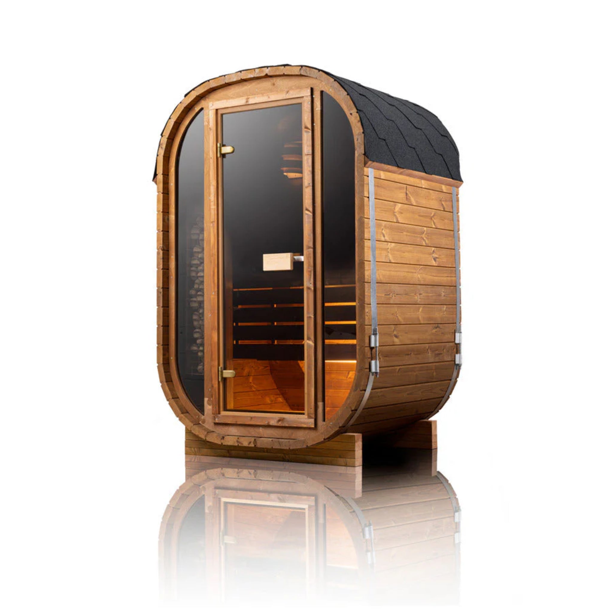 Orivon Wellness, Auris One Luxury Outdoor Cedar Sauna for 1–2 Persons | Premium Red Cedar Sauna with Electric & Wood Burning Heating Options